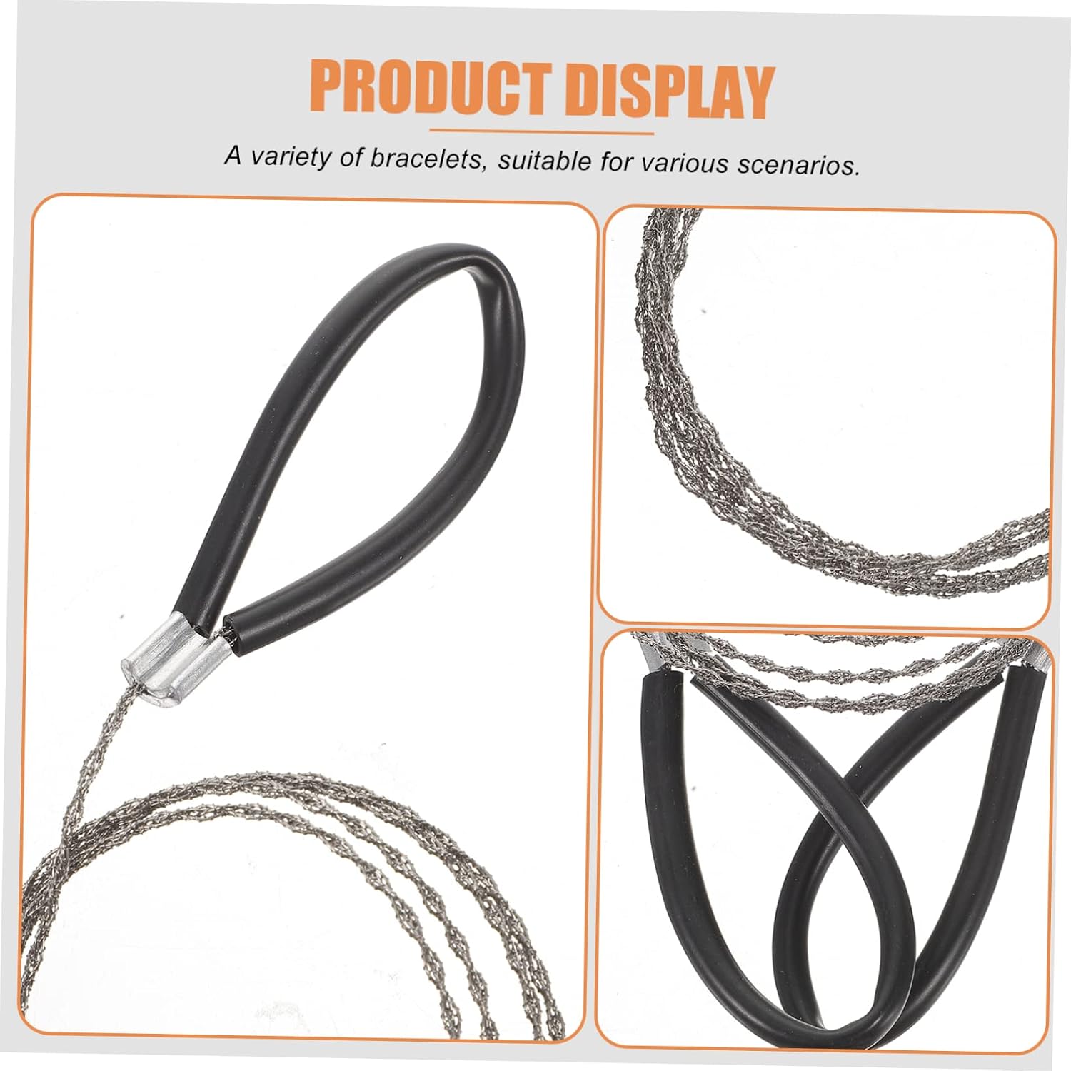 POPETPOP Survival Chainsaw Pocket 4pcs Wire Saws Light Weight Steel Material Outdoor Cutting Cable Tool