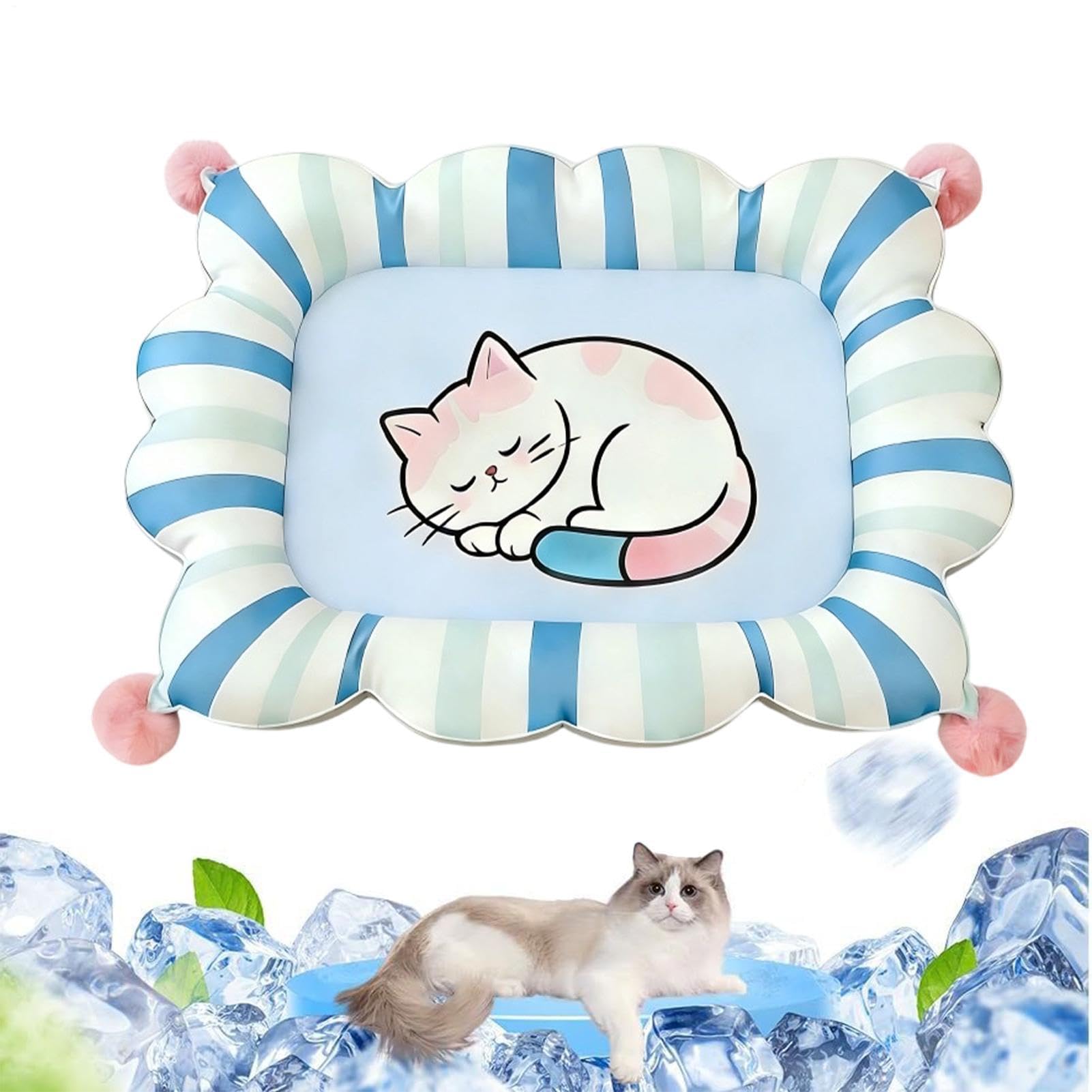 Generisch Katzen Kühlmatte 67x47x10cm Selbstkühlende Gel Matte Für Katzen Und Hunde – Druckaktivierte Kühlung – Kratzfeste Wasserfeste Sommer Matte Für Boden Sofa Innenbereich L