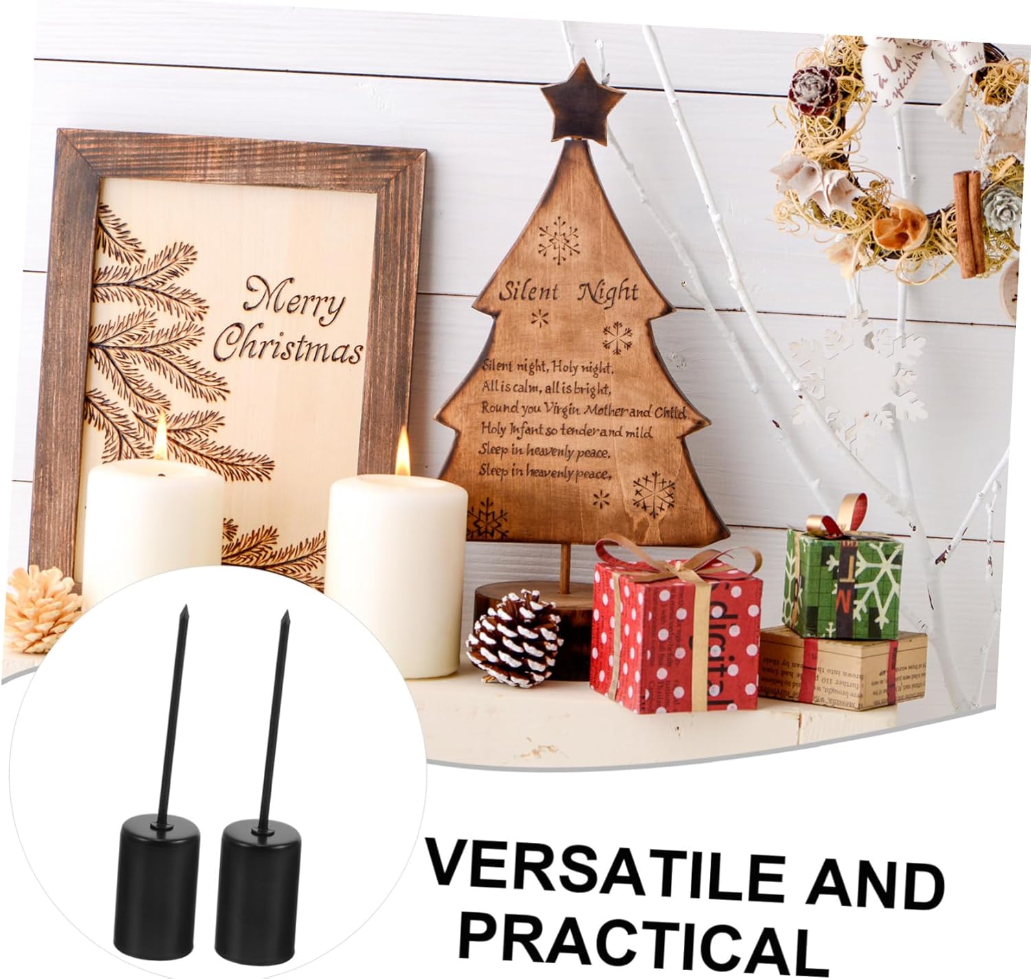 10pcs Elegant Christmas Candle Holder Taper Candle Cup Spike Home Decor Christmas Tree Decor