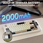 ZIYOU LANG M75 Wireless Gaming Keyboard, RGB Backlit Rechargeable 2000mAh Battery, Small Membrane But Mechanical Feel Keyboard with Smart Display & Knob, PBT Gradient keycaps for PC, MAC-Cheese