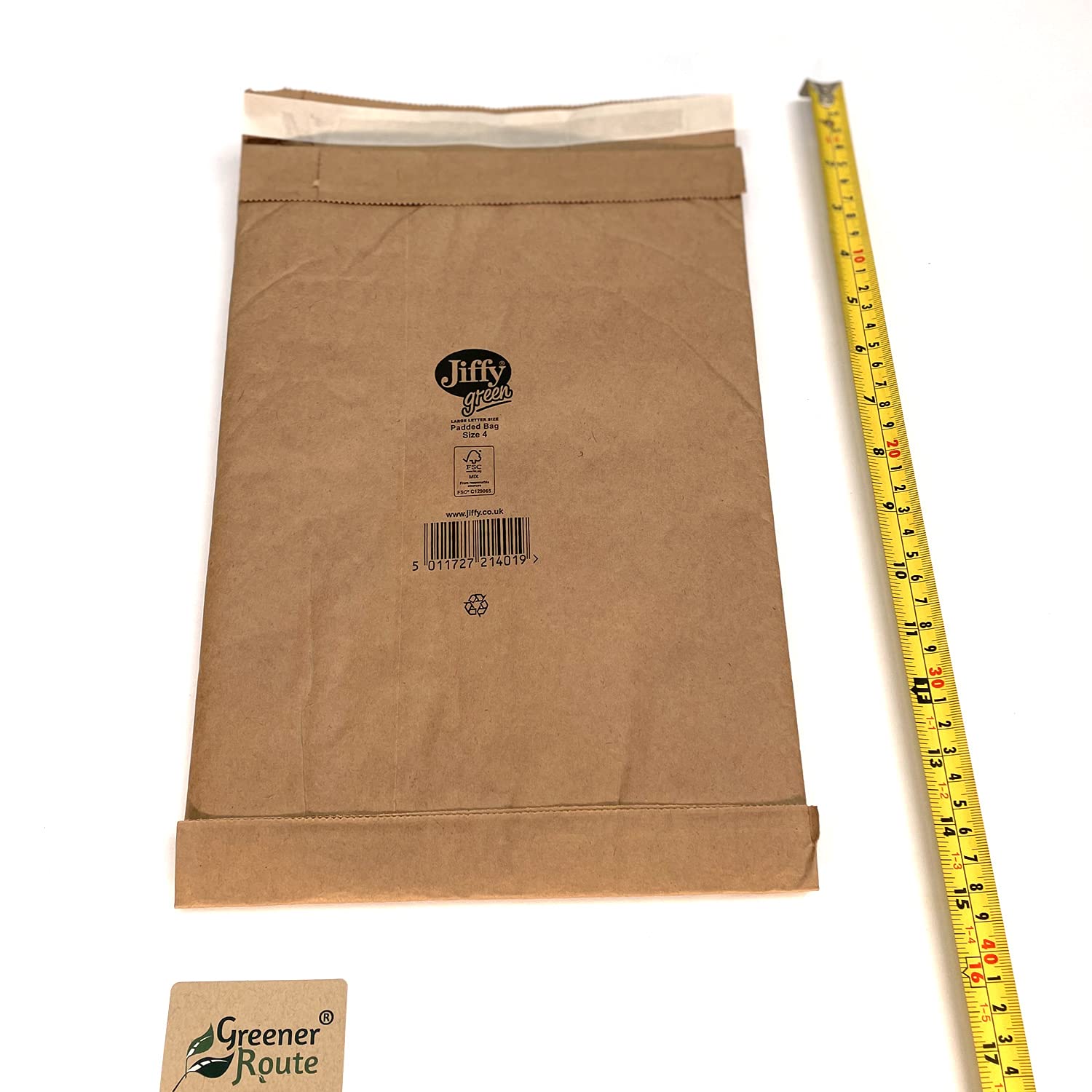 100 bolsas acolchadas Jiffy verdes, tamaño 4 – 225 x 343 mm (22,2 x 34,3 cm) – Embalaje y embalaje ecológicos – Libre de plástico, reciclable, biodegradable, compostable (100)