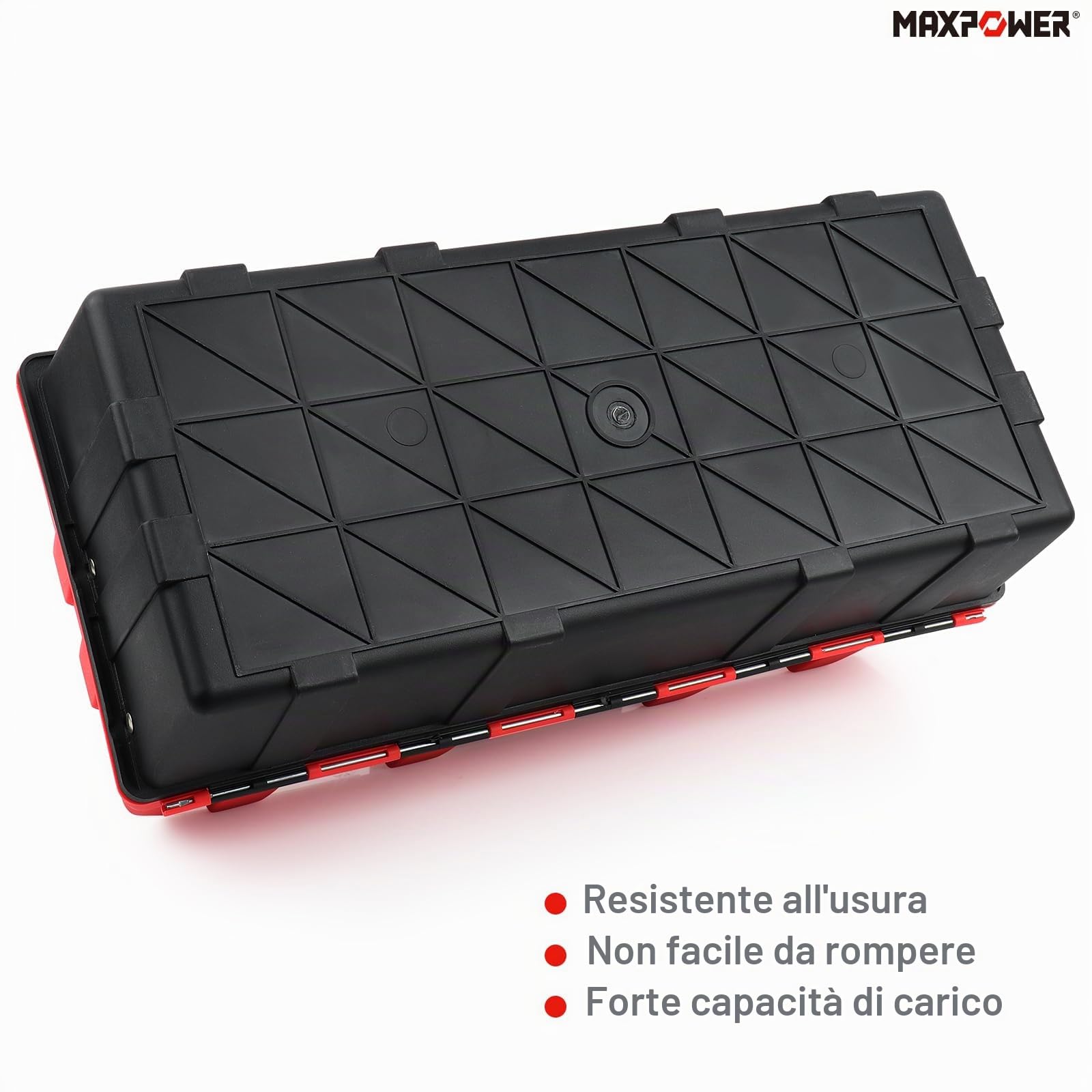 MAXPOWER Cassetta degli Attrezzi Vuota 42x18x17 cm – Valigetta Portautensili a 3 Livelli in Plastica Robusta con Chiusura in Metallo, Alta Capacità di Carico, per Officina, Fai da Te e Manutenzione