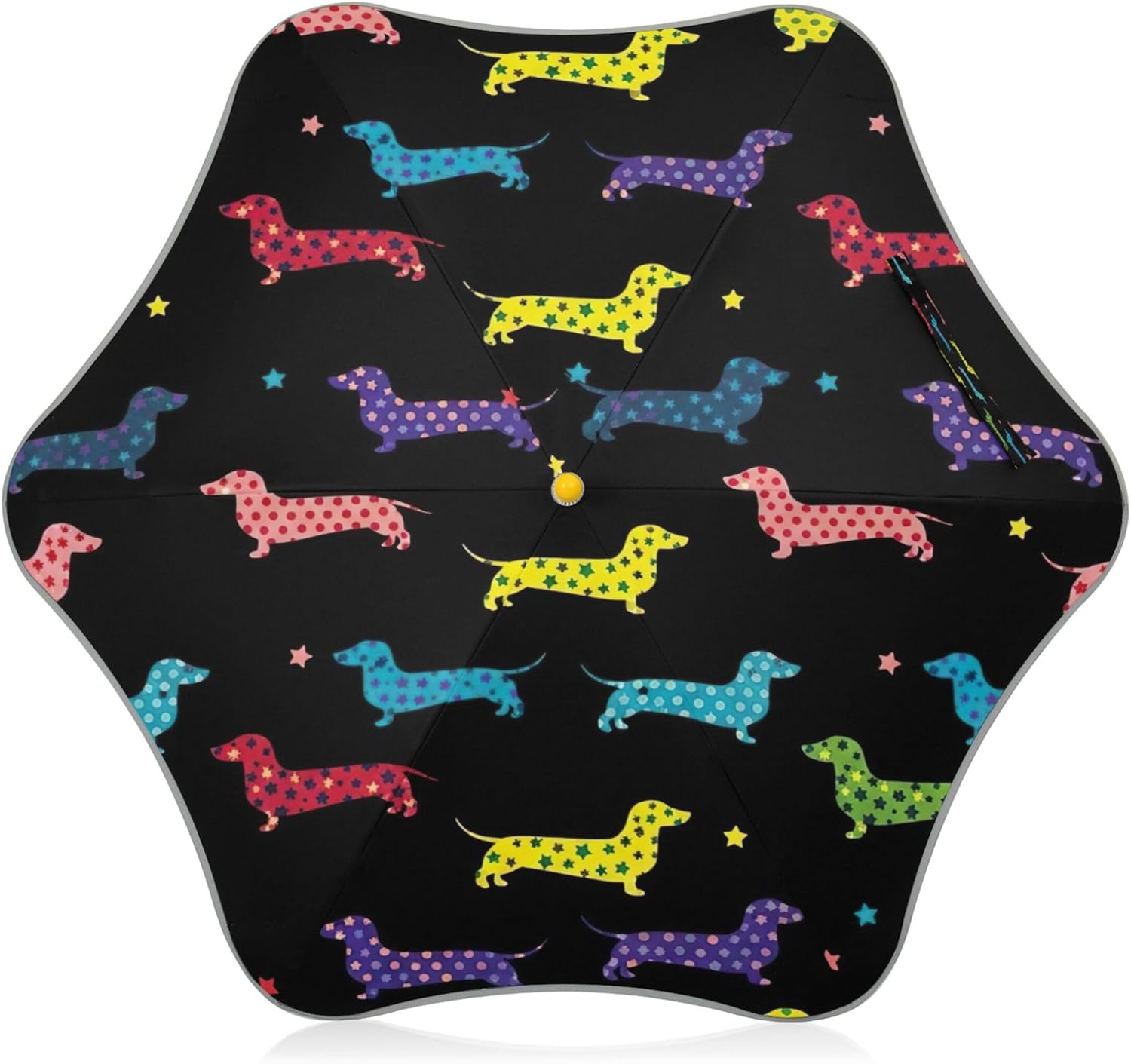 Joisal Dachshund Dog Colorful Black Umbrella for Kids Girls Paraguas Uv Protection Sun Umbrella Reflective Fun Rain Umbrellas for Boys Stick 90x65cm / 35.5x25.6in
