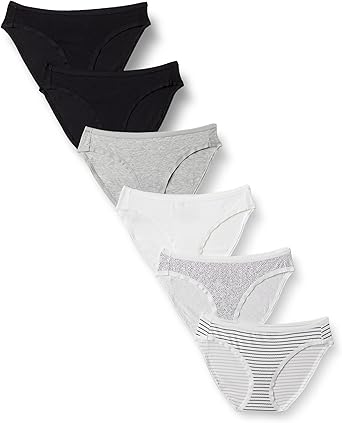 Amazon Essentials Women's Breathable Cotton Bikini Brief Underwear with Full Coverage, Multipacks