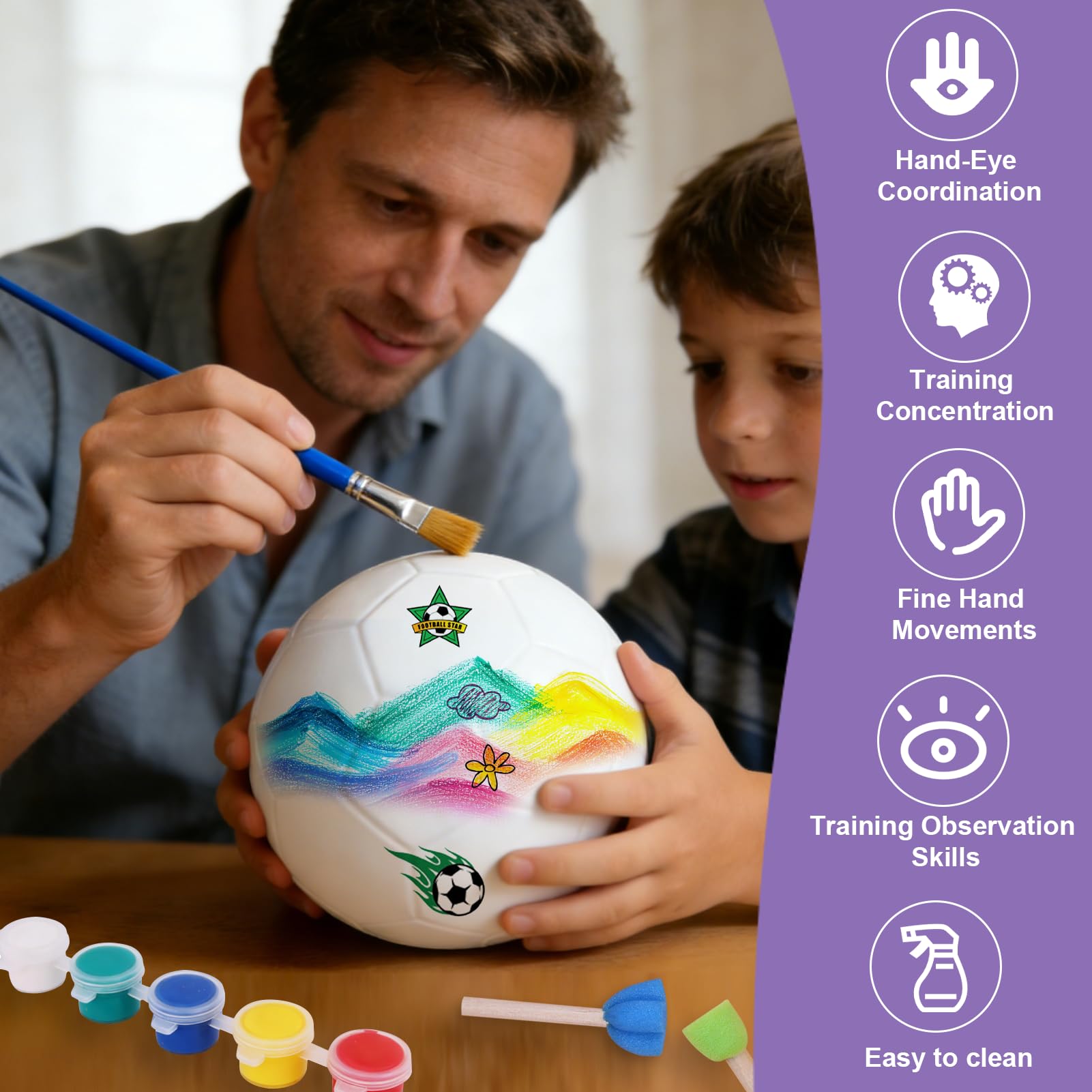 KMFYMPT Kit De Peinture Personnalisé - 6 Ballons De Foot 18 Cm Avec Pompe Et Accessoires - Idéal Pour Activités Manuelles Et éducatives