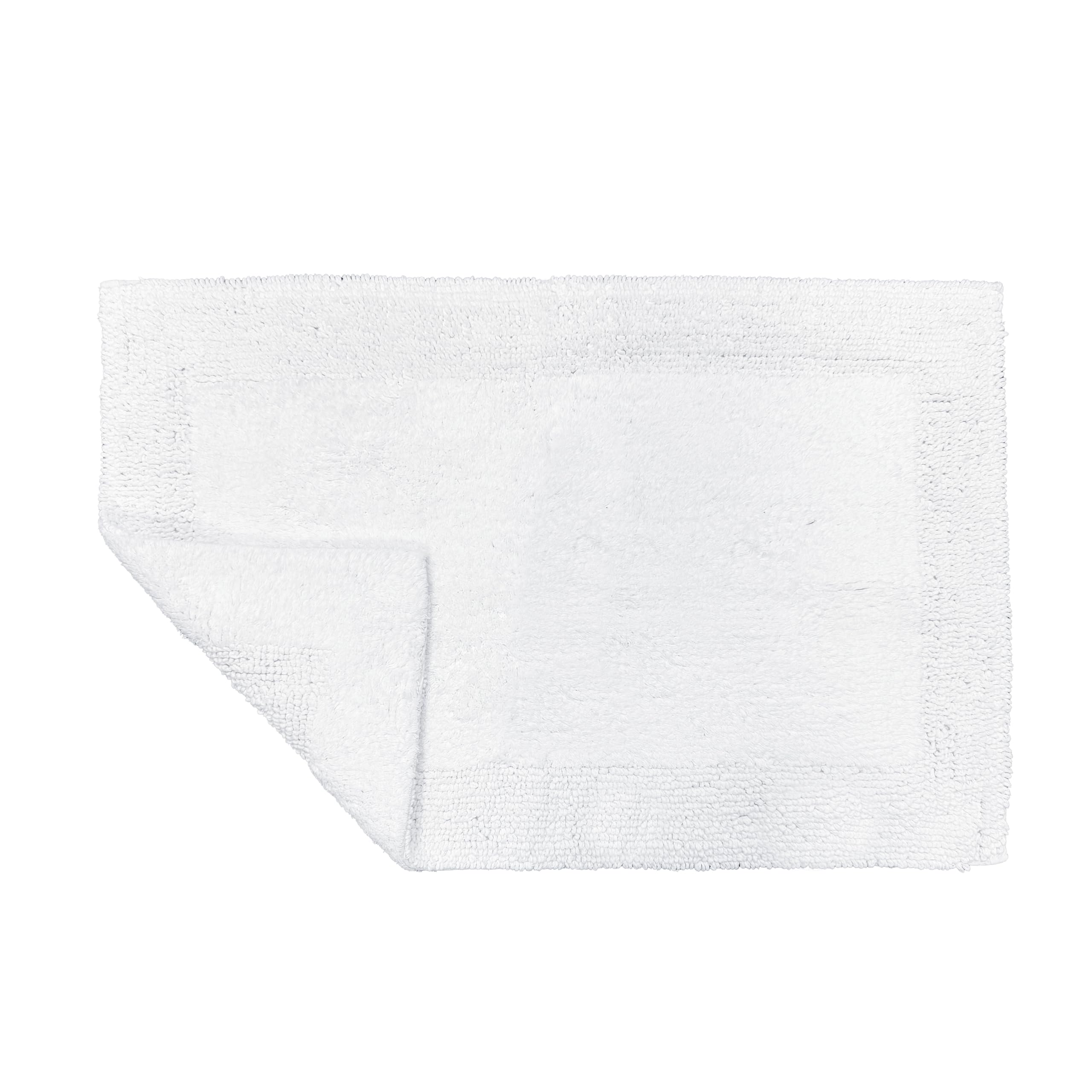 Allure Bath Fashions White Allure Heavyweight Reversible Bath Mat, 100% Cotton, Super Soft, Washable, Large Size 53Cm X 85Cm (White)