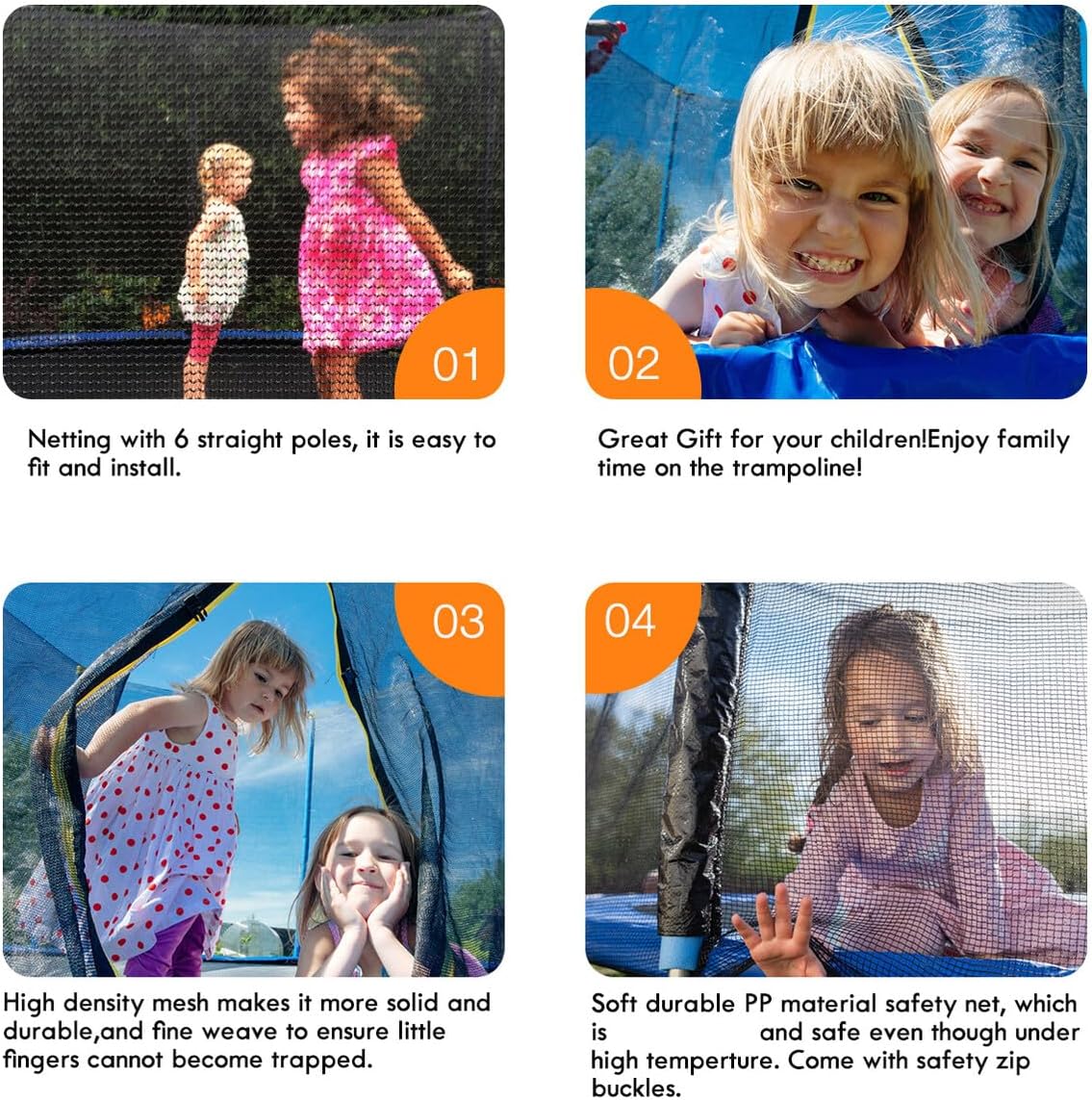 Cabilock Trampoline Protective Net with High-Density UV-Resistant Mesh Safety Enclosure for Bounce Protection and Anti-Fall Safety