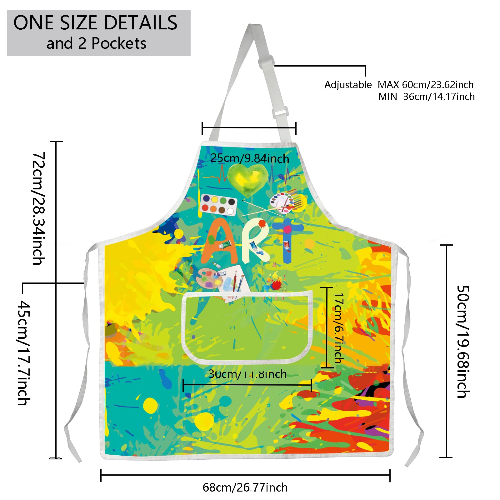 BNQL Painting Artist Apron with Pockets Artist Painter Gifts Art Lover Gift for Art Teacher Apron Painter Aprons (Art apron green) - Image 2