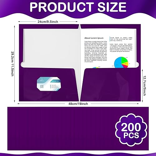 Vista 31 de Yeaqee Paquete de 125 carpetas de papel laminado brillante con 2 bolsillos, carpeta de presentación para el primer día de escuela, tamaño carta, dos