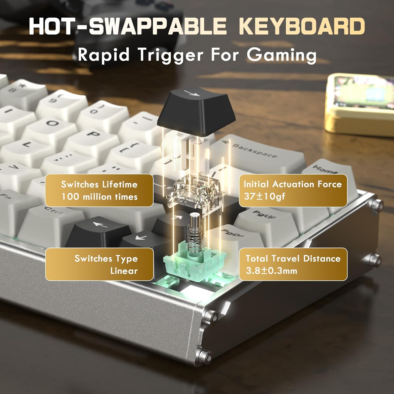 ATTACK SHARK X68MAX HE 60% Wired Magnetic Switch Keyboard,Full Aluminum CNC,0.005mm RT Accuracy,8KHz Rapid Trigger Mechanical Gaming Keyboard,Adjustable Actuation,with RGB Coiled Cable for PC/MAC,Star