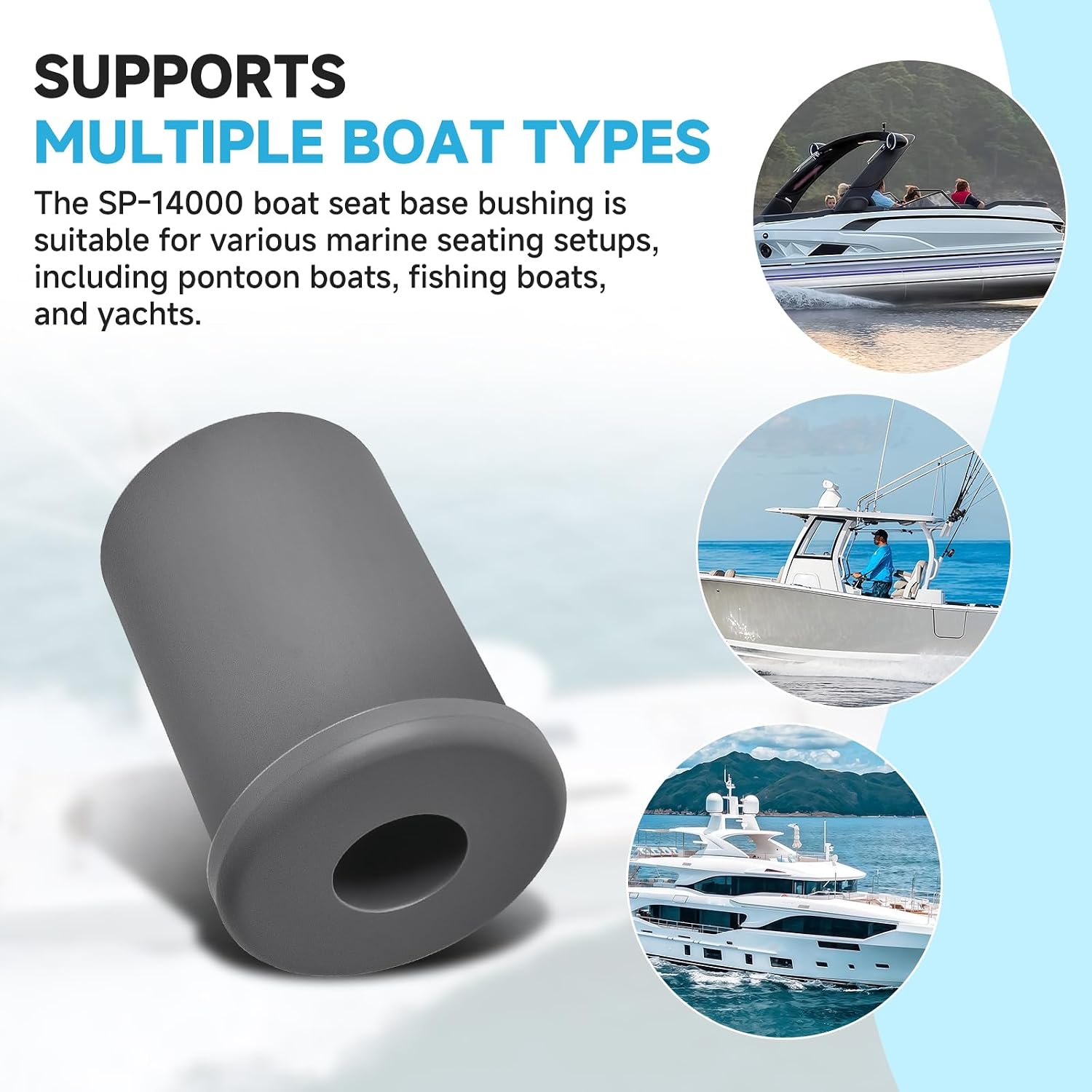 SP-14000 Boat Seat Pedestal Rod Adapter Bushing Fits for Attwood Swivl-Eze | Convert 1.77" Base to 3/4" Boat Seat Pin Post, SP14000 Series Marine Seat Base 3/4" Pin Mount Kit