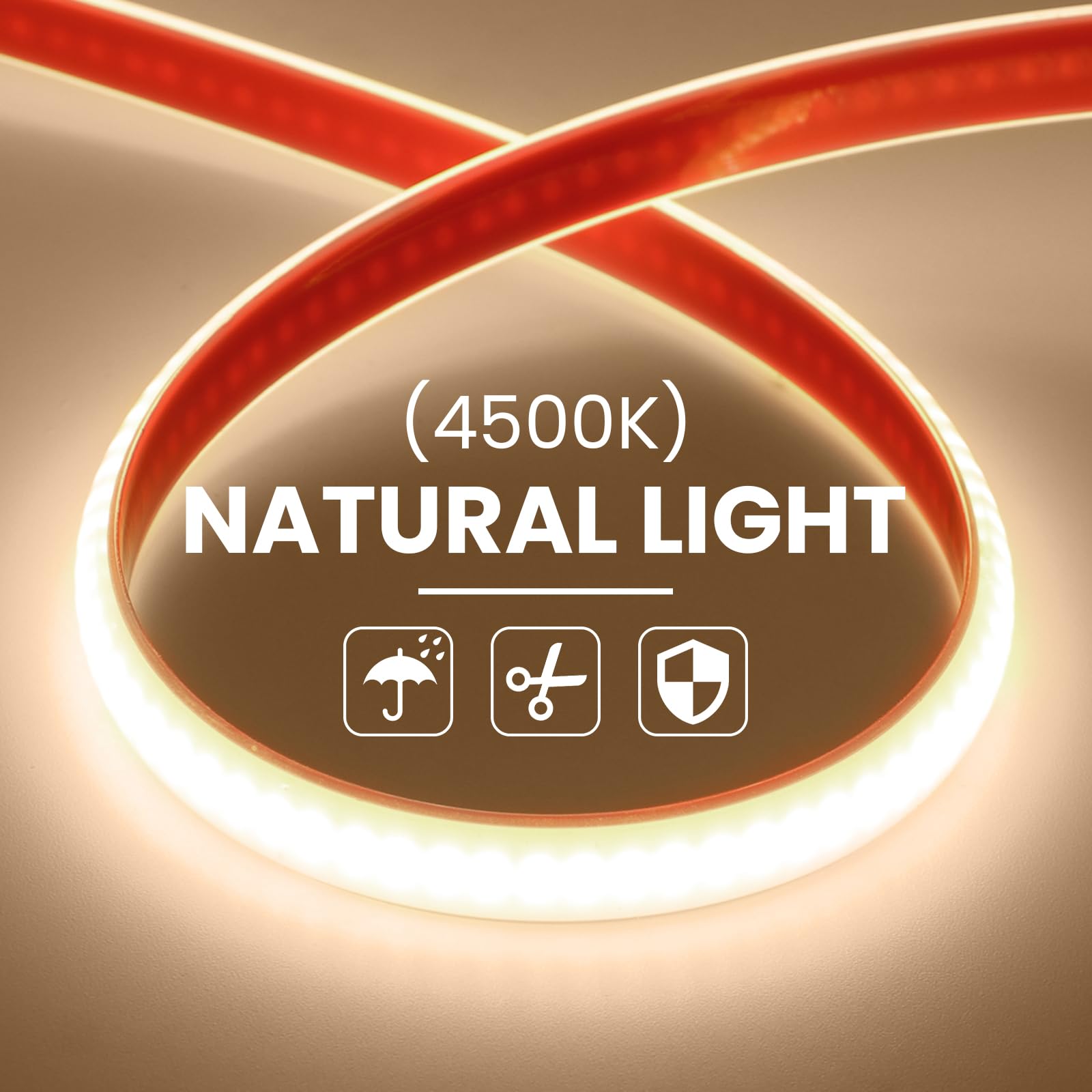Striscia LED COB 220V, 25M Bianco Naturale 4000K FCOB Striscia LED flessibile, design fai da te, camera da letto, soggiorno, sala giochi, cucina, festa e decorazione del negozio