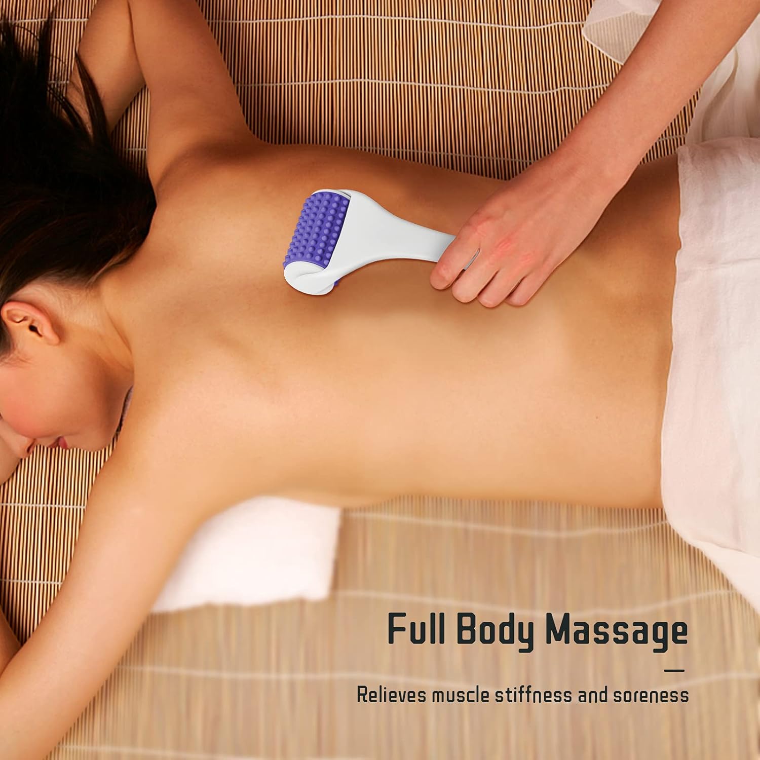 ZRO Muscle Roller Stick, Silicone Handheld Manual Cellulite Massager Fascia Roller for Relief Muscles Neck Arm Leg Back, Portable Body Roller Deep Tissue Massage Stick Tools (Purple/White) : Health & Household