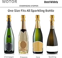 Vista 5 de WOTOR Paquete de 3 Tapones de Champán con Conservador de Champán de Acero Inoxidable con Silicona de Grado Alimenticio a Prueba de Fugas Mantiene