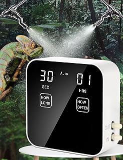 Reptile Mister Automatic, Quiet Reptile Misting System with Timer, Reptile Fogger Humidifiers with Fine Water Mist Nozzles, Terrarium Mister Humidifiers with Water Shortage Protection (2 Nozzles)