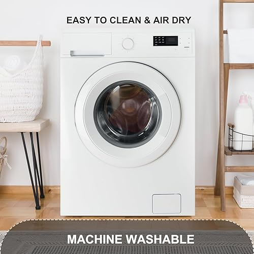 Vista 26 de Tapetes para bañera y ducha, antideslizante, 40 x 16 pulgadas, extra grande, lavable a máquina, con orificios de drenaje, ventosas para suelo de Gris