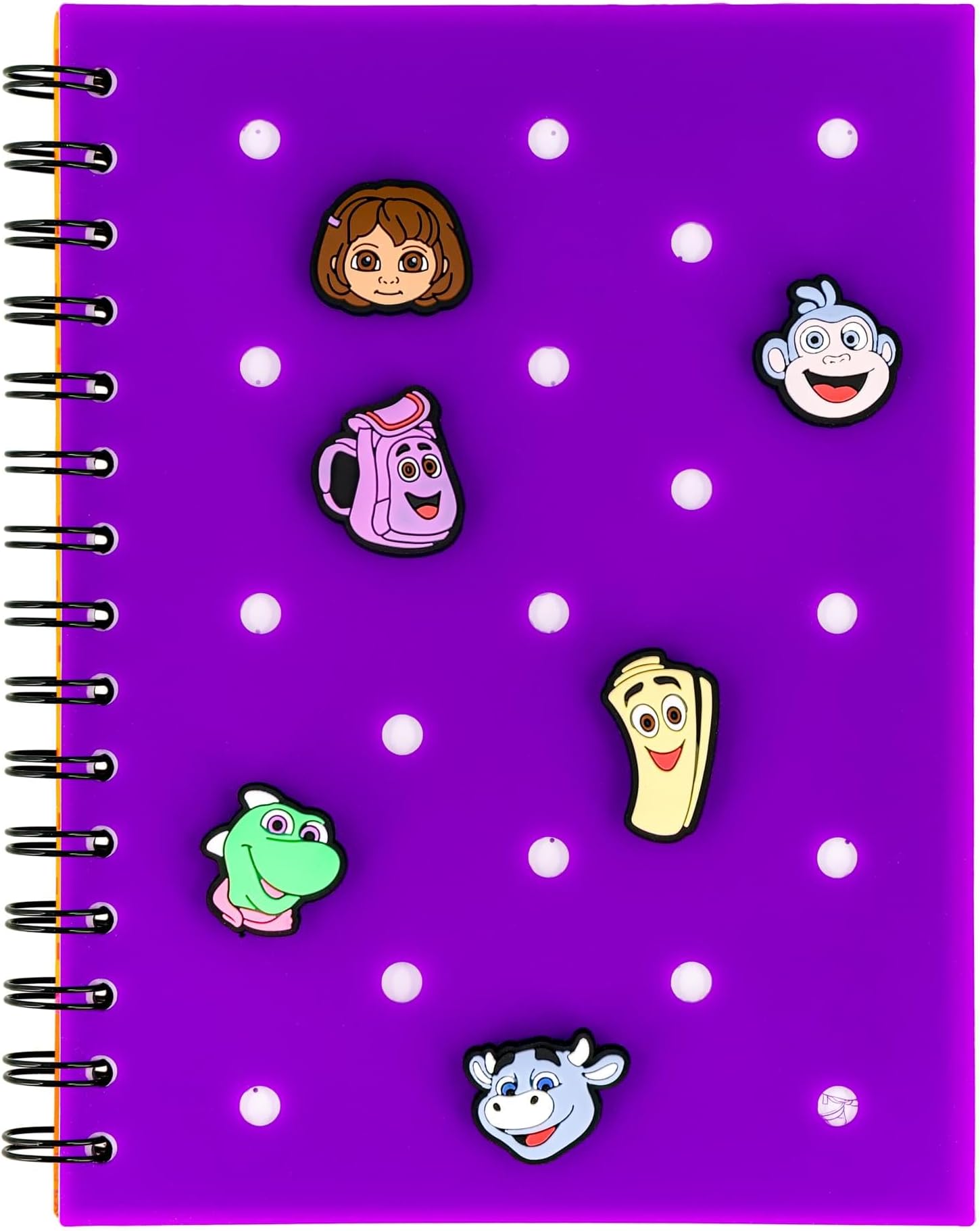 Inkology Nickelodeon Dora The Explorer Silicone Spiral Notebook With Pop Charms and 160 Dotted Sheets