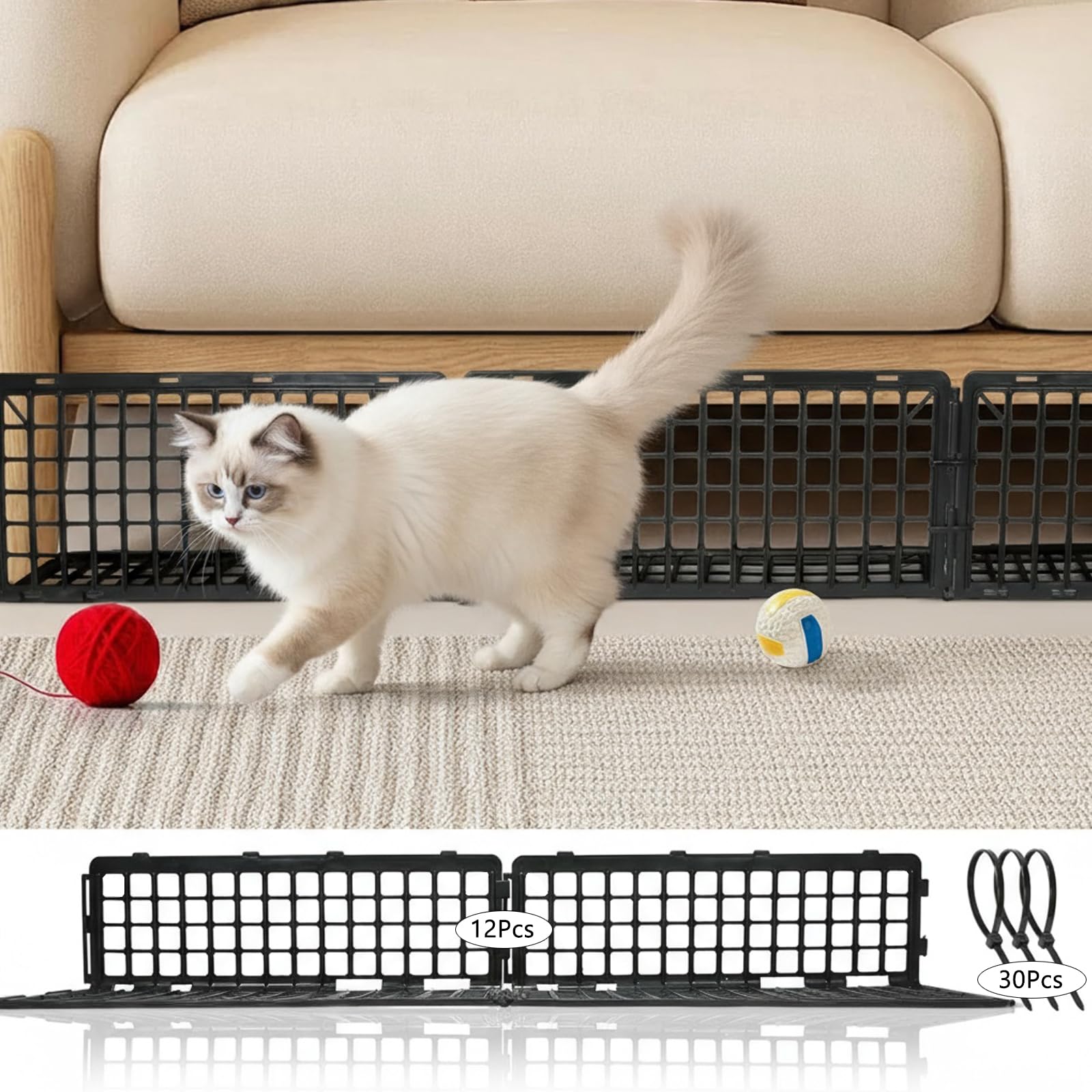 Barrière de protection de sol robuste dessous de lit et bloqueur de jouets pour animaux