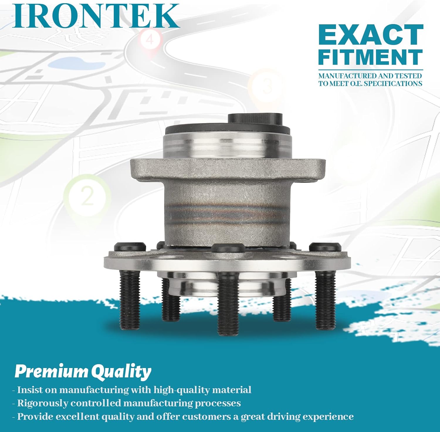 IRONTEK 512332x2 Rear Wheel Hub Bearing Assembly (5 Lugs W/ABS) Compatible for Chrysler 2011-2014 200/2007-2010 Sebring Dodge 2008-2014 Avenger/ 2007-2012 Caliber 2007-2016 Jeep Compass 2PCS