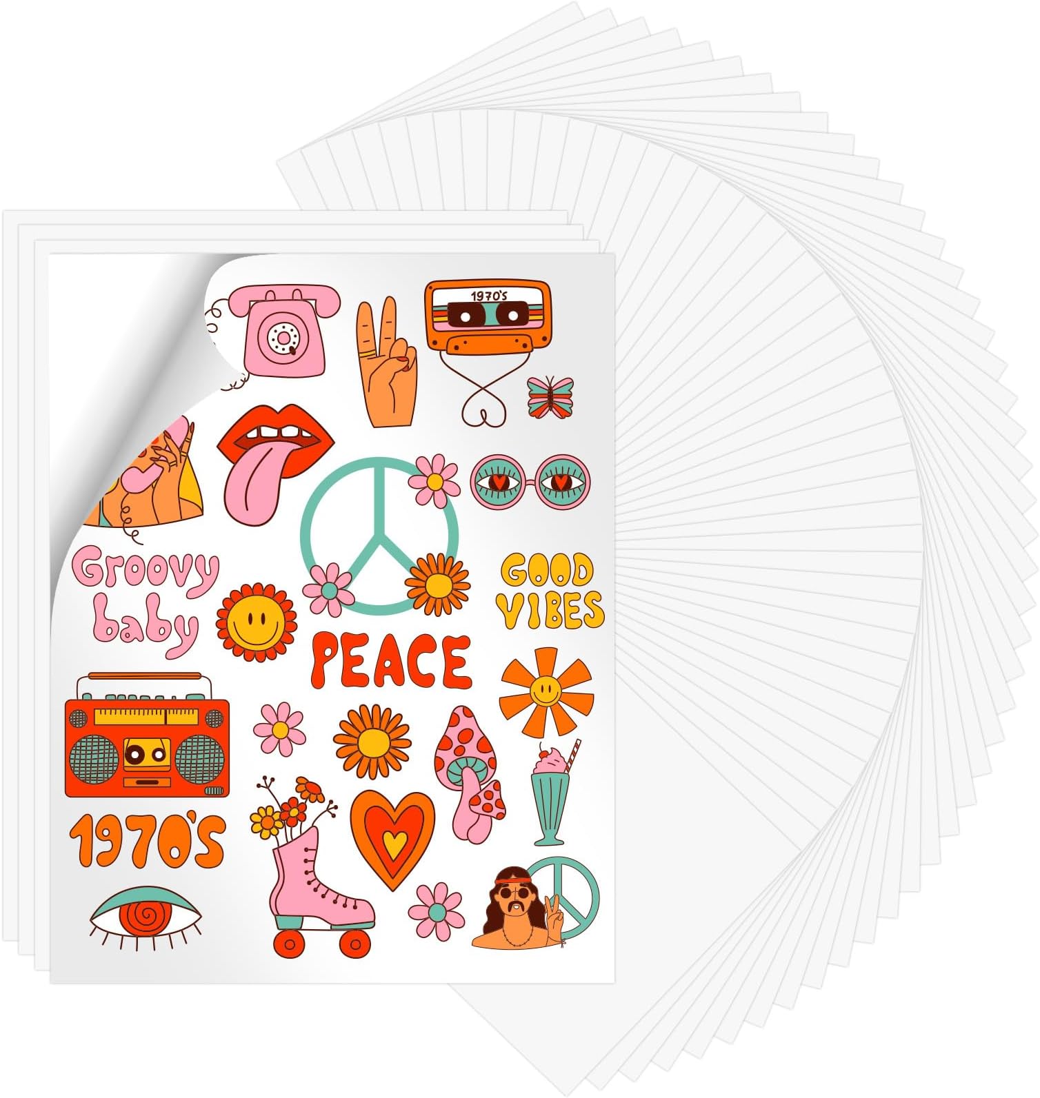 Sublimation Sticker Paper - 50 Pcs Glossy White Waterproof Sublimation Stickers 8.5 * 11in for Decoration