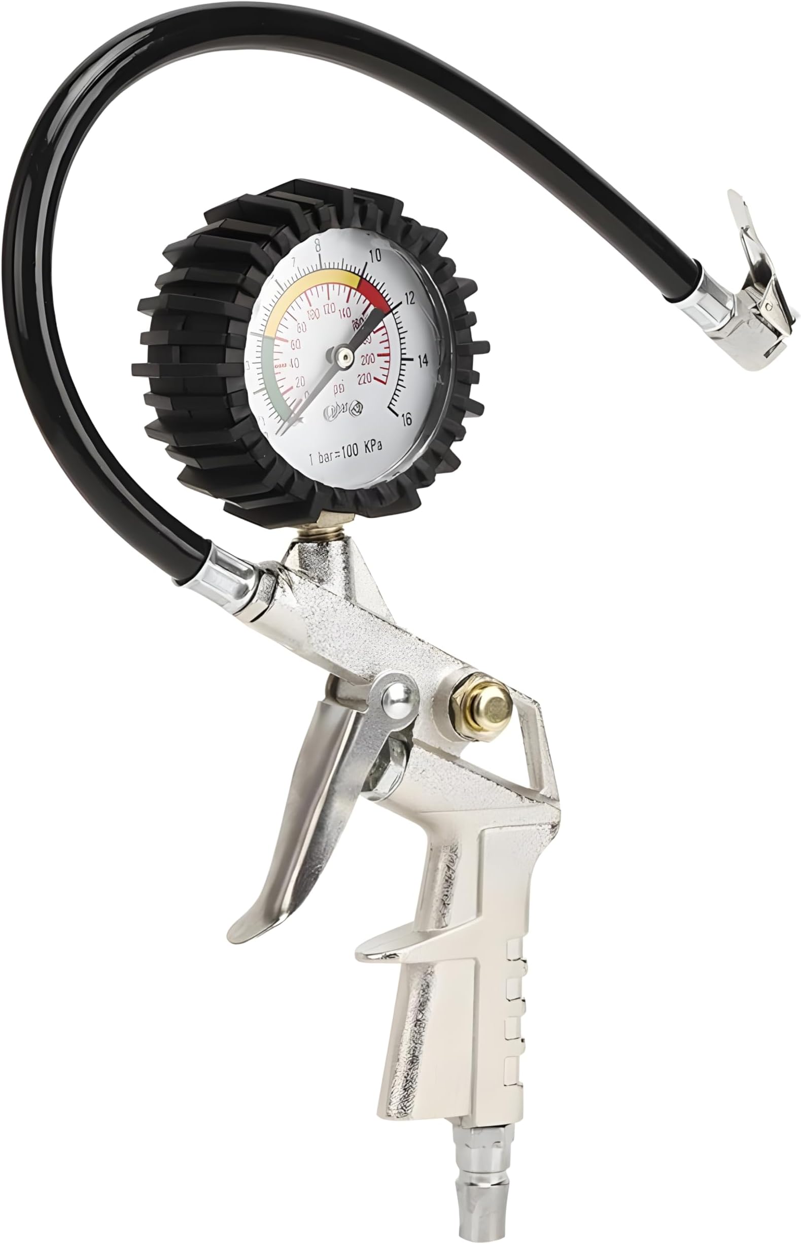 Breewell Imported Digital tire Pressure Gauge Tire Inflator Meter Inflation Gun for Car Truck Motorcycle Vehicle Portable Hand Tools Black & Silver