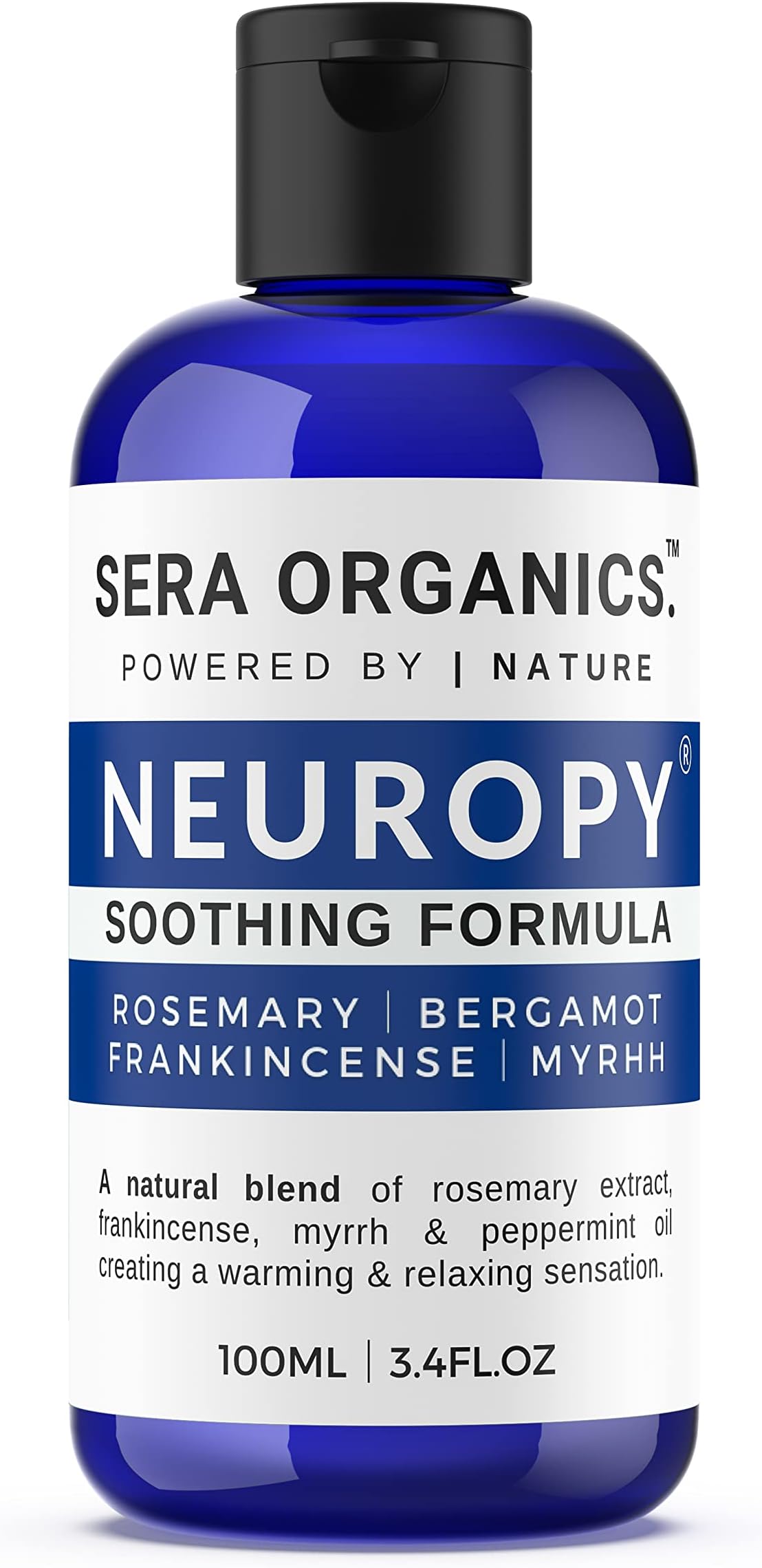 Neuropathy Nerve Soothing Oil for Feet, Hands, and Legs – Soothing Blend with Frankincense, Myrrh, Peppermint, and Rosemary Essential Oils (100ml) – All-Natural, Made in the UK | Sera Organics