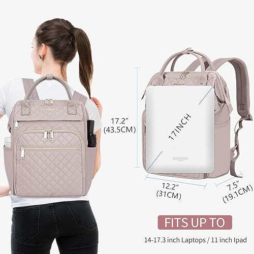 Miniatura 2 de EMPSIGN Mochila para laptop de 17 pulgadas para mujer, bolsas universitarias de viaje de negocios, de gran capacidad, impermeable, acolchada,