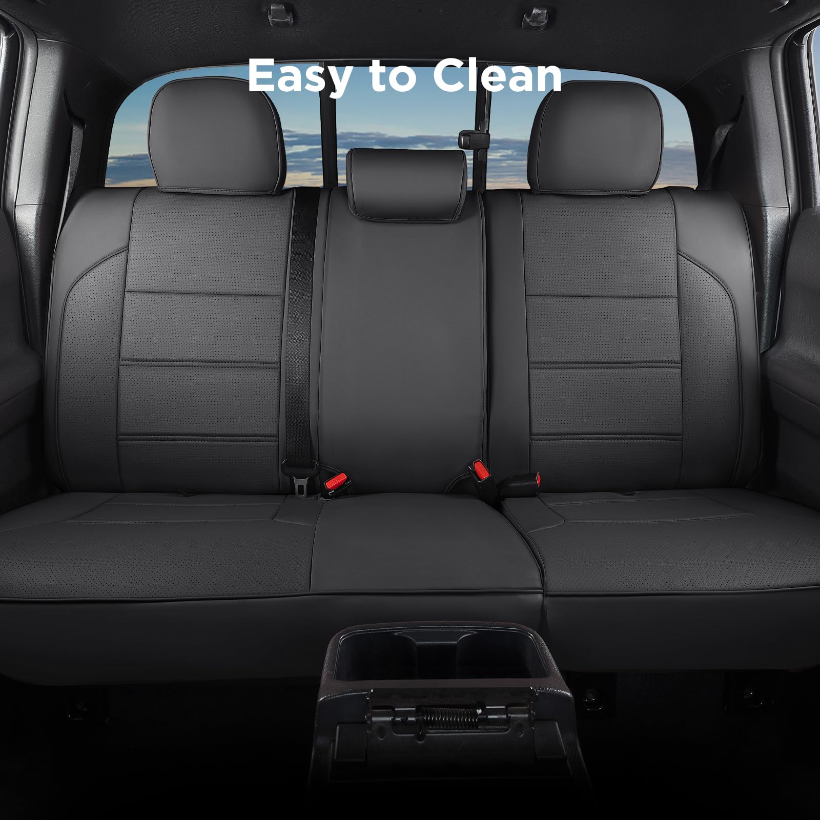 for Toyota 2023 Tacoma Seat Covers 2016-2022 2021 2020 2019 2018 2017, Water Proof Faux Leather Cover Fit for Tacoma Accessories Crew Cab/Double Cab Black