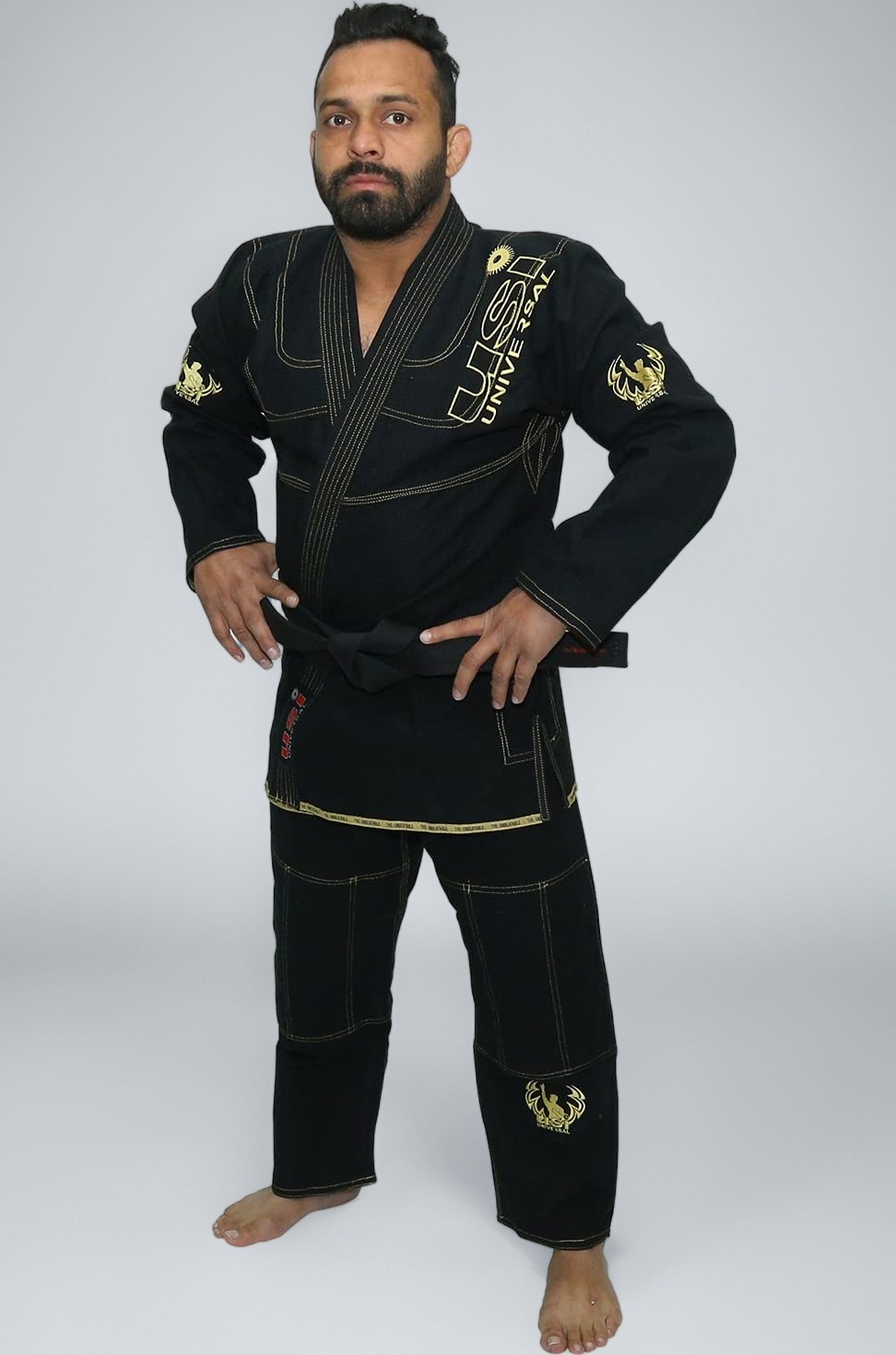 Jiu Jitsu Gi Dress for Men, 411s BJJ Gi With Jacket, Pants, and Black Belt for Martial Arts Training Grappling Uniform