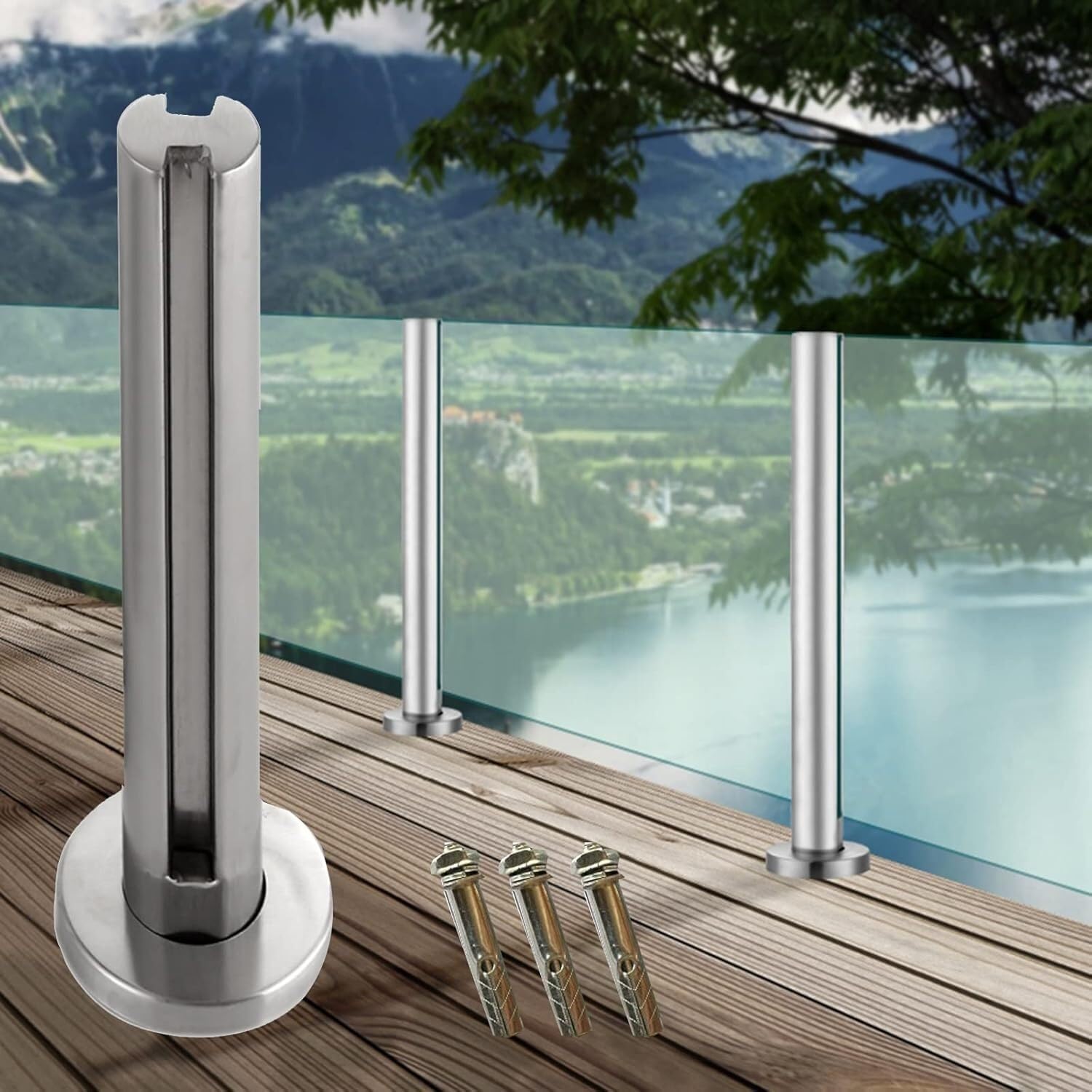 Poteau de garde-corps en verre pour sécuriser un balcon face au vide