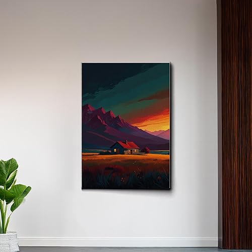 Miniatura 6 de Canvas Print Farmhouse On The Prairie Rustic Farmhouse Wall Art Framed Canvas Print Synthwave Rustic Mashup Art Watercolor print Decor Canvas, Wall