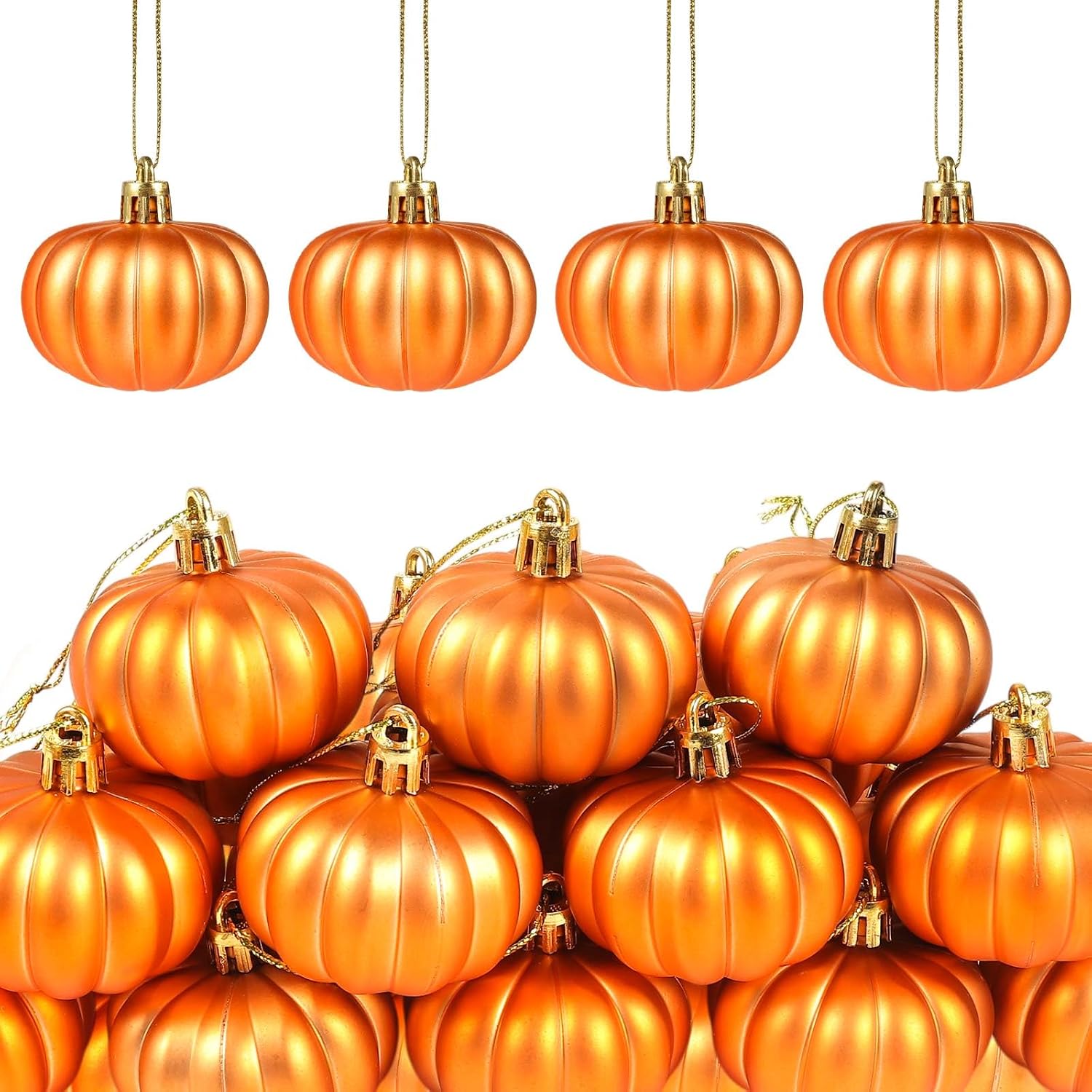 12 Pcs Fall Pumpkin Tree Ornaments, Mini Pumpkin Hanging Balls