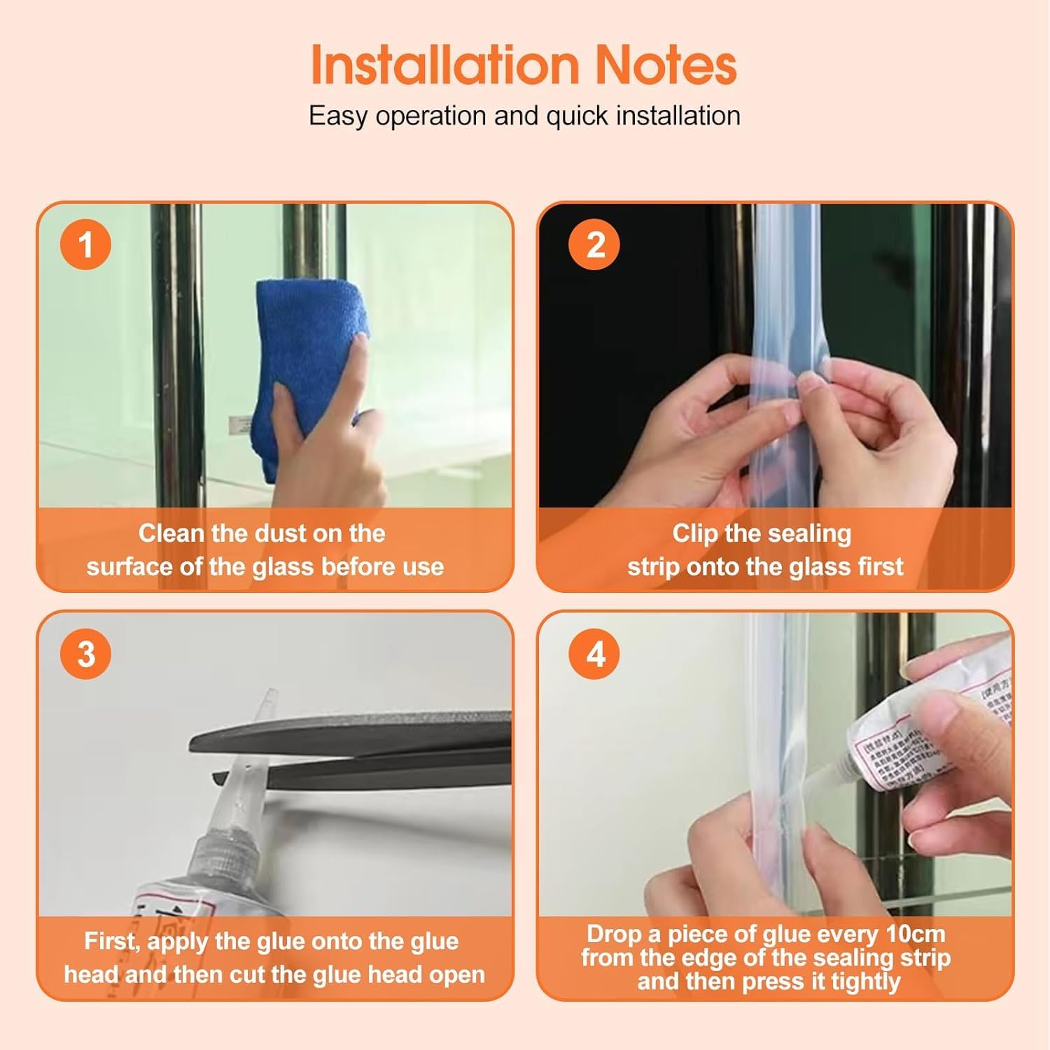 Mult Thickness Shower Door Seal Strip,Frameless Glass Water Barrier for 6/8/10/12mm,Leak-Proof Silicone Bottom&Side Weatherstrip,Bathroom Door Sweep,Shower Enclosure Protection Kit (300CM,12mm,Corner)