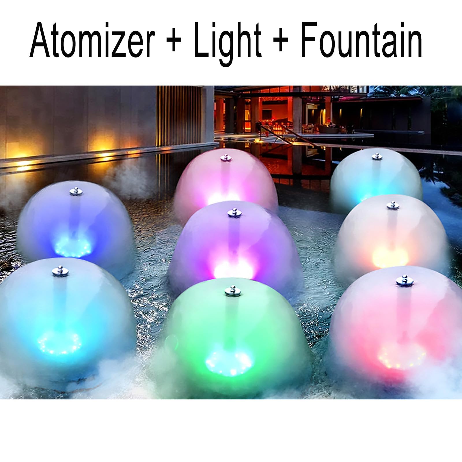 Pompa a fontana con luce LED e flusso d'acqua regolabile, nebulizzatore per laghetto da giardino o acquario, fontana e macchina per nebbia per acquari
