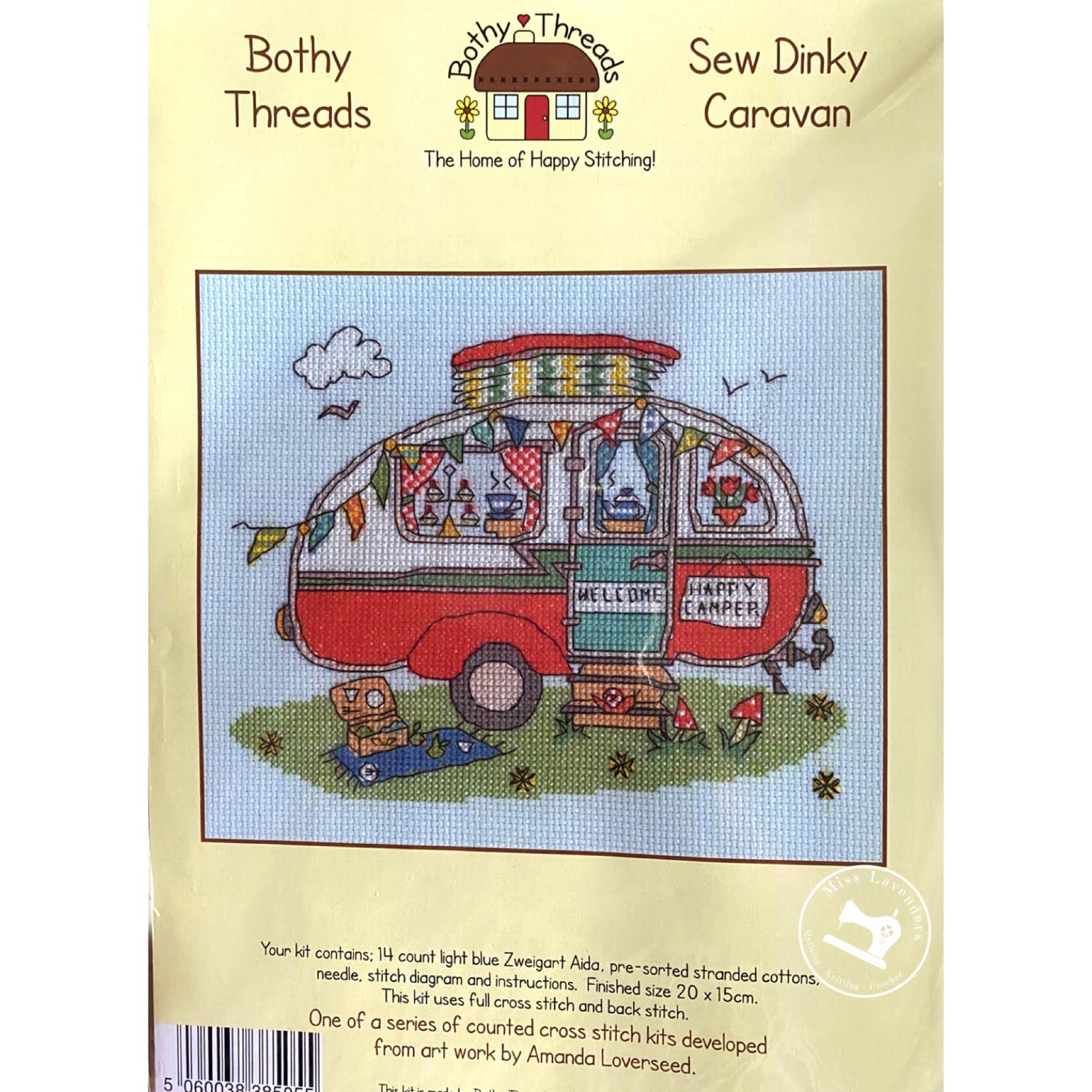 Bothy Threads Kreuzstich-Set „Oldtimer Wohnwagen“ – 36x26 Cm, Inkl. Aida, Garn, Nadel & Anleitung