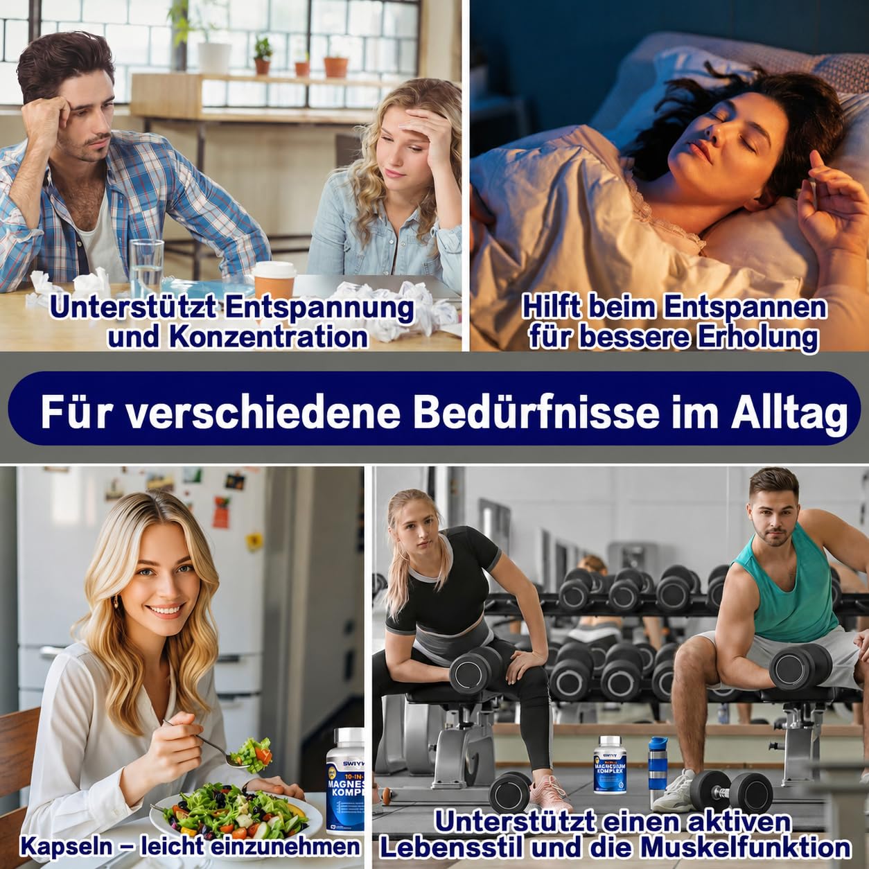 Magnesium-Komplex 10-in-1 | Mit Magnesiumbisglycinat, Citrat, Malat, Taurat, Oxid, Carbonat & mehr | 163 mg Magnesium pro Portion | Für Muskeln, Knochen, Nervensystem & Energiestoffwechsel