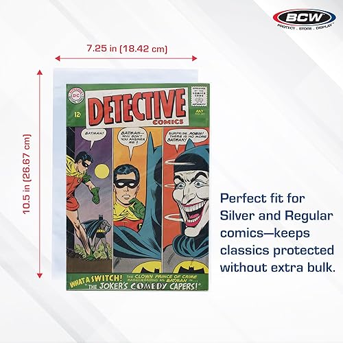 Miniatura 3 de BCW Silver Comic Mylar Bolsas de 2 mil  Comics, Comics Almacenamiento de Comics, Suministros de Colección, 7 14 x 10 12 paquete de 50