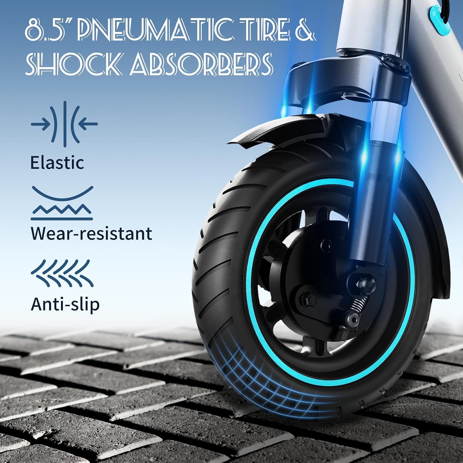 Electric Scooter, 350W Motor, Up to 15-19MPH/17-20 Miles Long Range, Cruise Control, Front Suspension, Folding E-Scooter for Adults and Teens, UL-2272 Certified