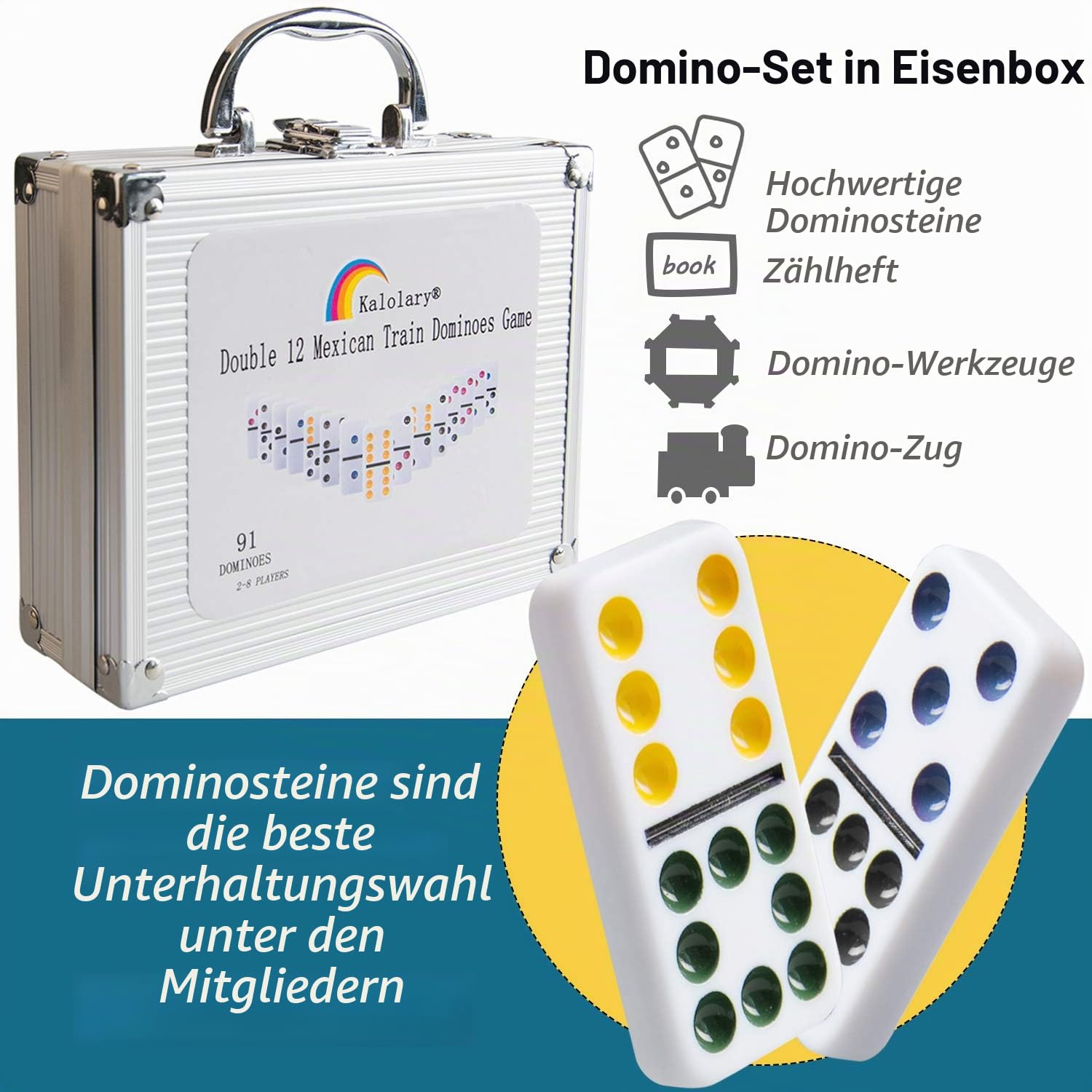 Kalolary 91 Stück Doppel 12 Version Mexikanische Zug Dominosteine