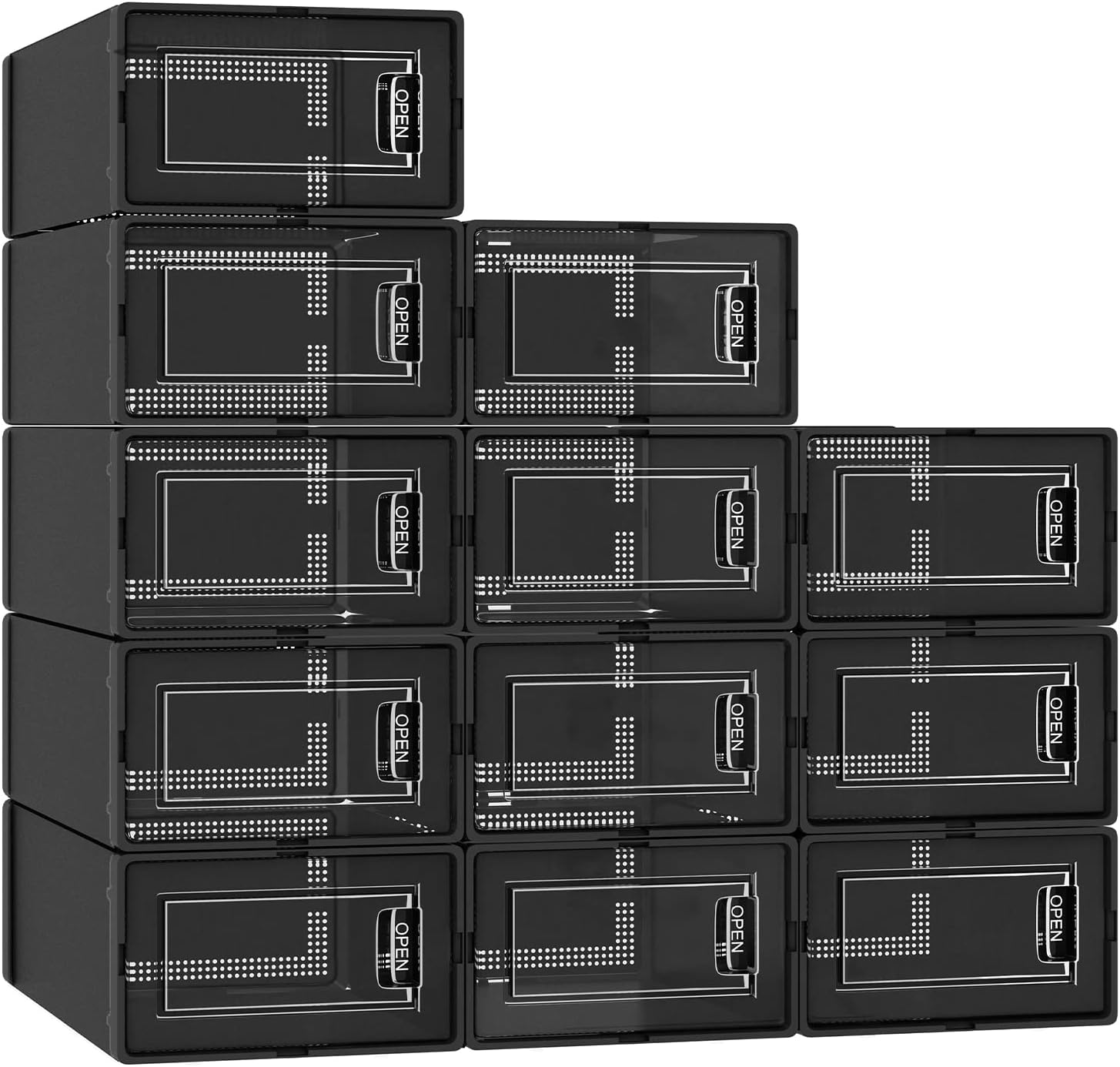 Fixwal 12 Pack Large Shoe Storage Boxes Clear Shoe Boxes