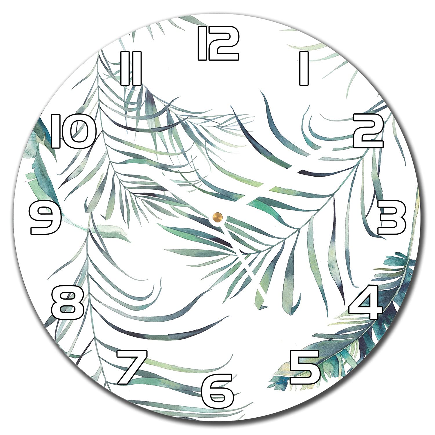 Horloge en verre salon moderne et cuisine au motif de feuilles lumineuses Coloray 30cm