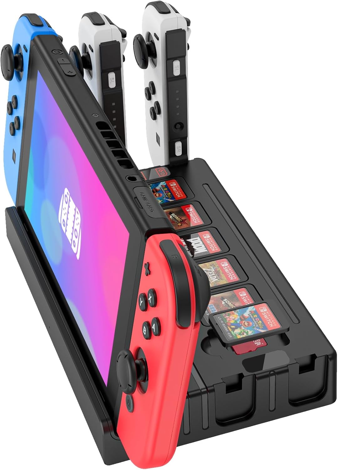 TV Dock Station with Joycon Charger Suitable for Switch/Switch OLED,Switch Docking Station Support 4K HDMI Output with Switch Controller Charging,Storable 6 Game Cards and 6 TF Cards Thumbnail