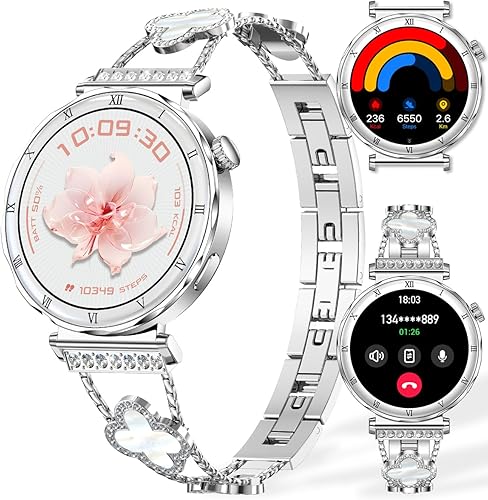 Miniatura 8 de Reloj inteligente para mujer, pantalla AMOLED HD de 1.19 pulgadas, reloj inteligente para mujer, rastreador de actividad física con monitor de Oro