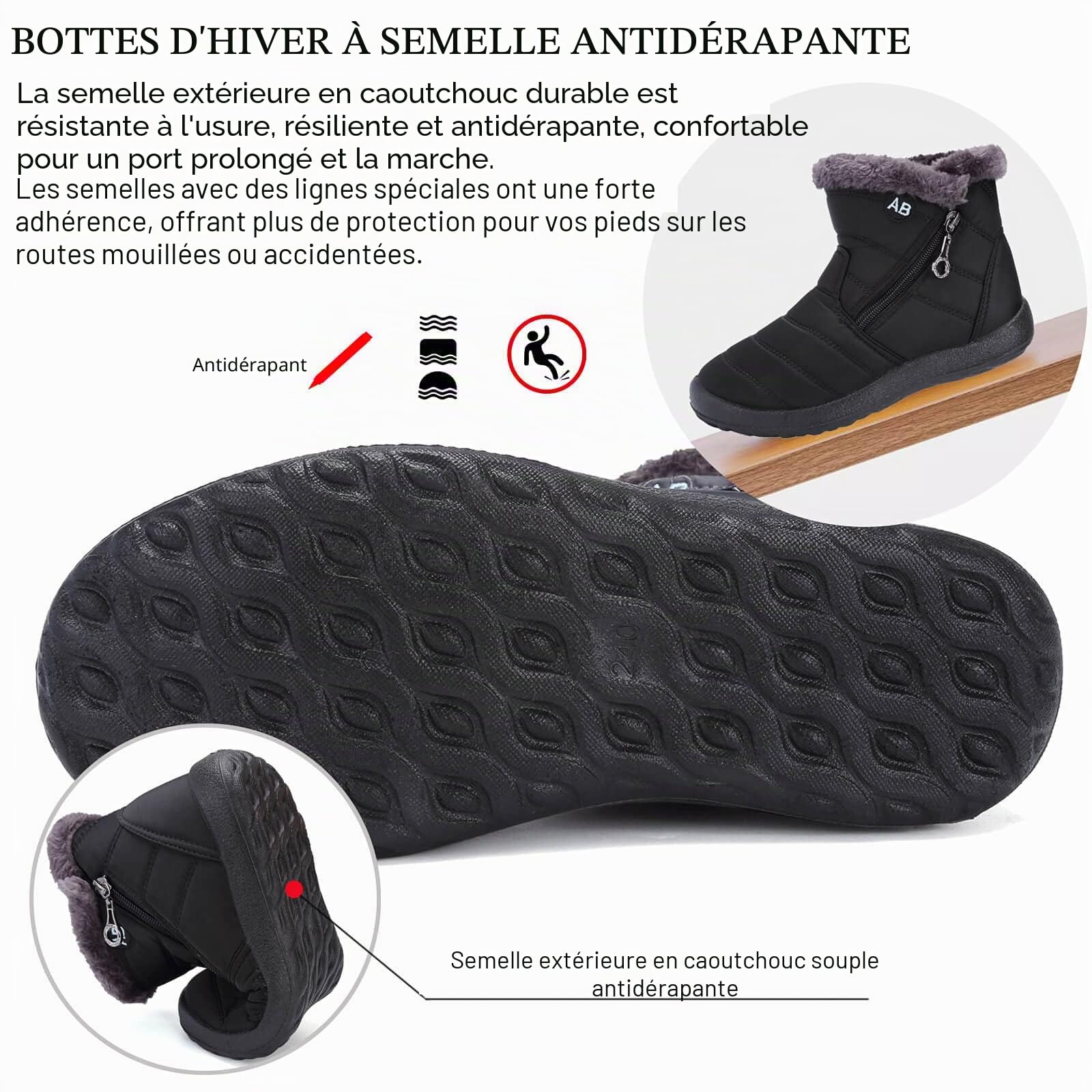 Maxome Bottes de Neige Femme Bottines Hiver Fourrure Doublure Chaude Courte Bottines Confort Winter Boots à Glissière Latérale Chaussures Extérieur Antidérapante