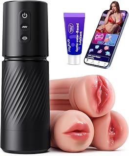 Tauara Masturbeuse Homme Masturbateur IA Interactive, APP Sextoyse Homme Sex Masturbateurs Masculins avec 10 Dual-Vibrations et 10 Succions, Sextoy Homme 3 Manchons Amovibles Sex Toys