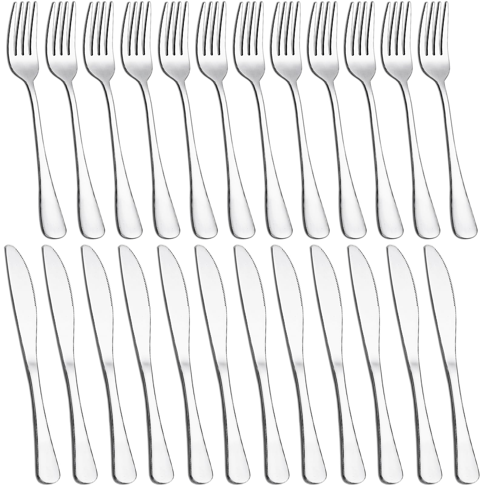 24 Pieces Knife and Fork Sets, Joeczo Stainless Steel Cutlery Set for 12 People, Cutlery Set Include Forks Set of 12 and Knives Set of 12, Dishwasher Safe, Silverware Set for Home/Restaurant — image 1