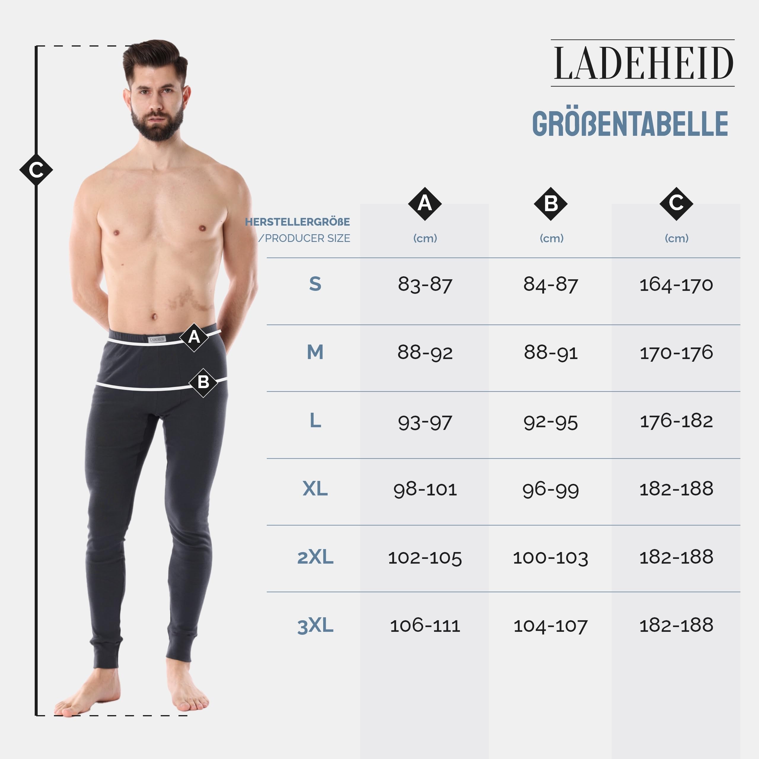 Ladeheid Calzoncillos Hombre Largos Algodon – Ropa Interior Térmica Hombre para Invierno - Pantalones Térmicos Cálidos y Transpirables para Uso Diario y Deporte LA40-247