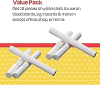 Vista 5 de School Smart Pizarra sin polvo - Paquete de 12 - Blanco - 084832