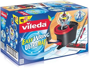Vileda Easy Wring Ultramat Flat Mop and Bucket with Power Spin Wringer