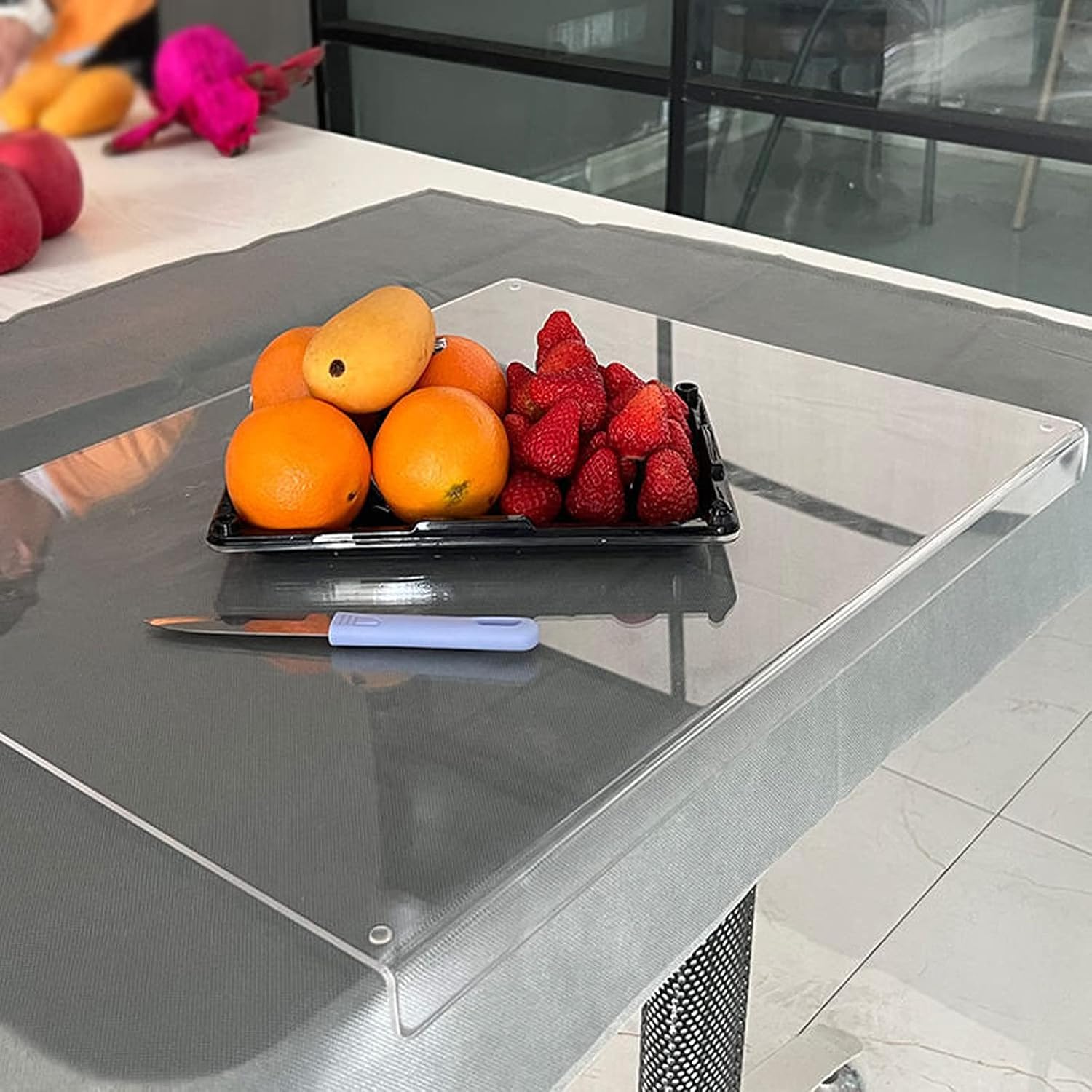 Acrylic Cutting Boards for Kitchen Counter, 2023 NEW Clear Cutting Board, Anti-Slip Transparent Cutting Board with Lip for Countertop Protector Home Restaurant (18x14 in)